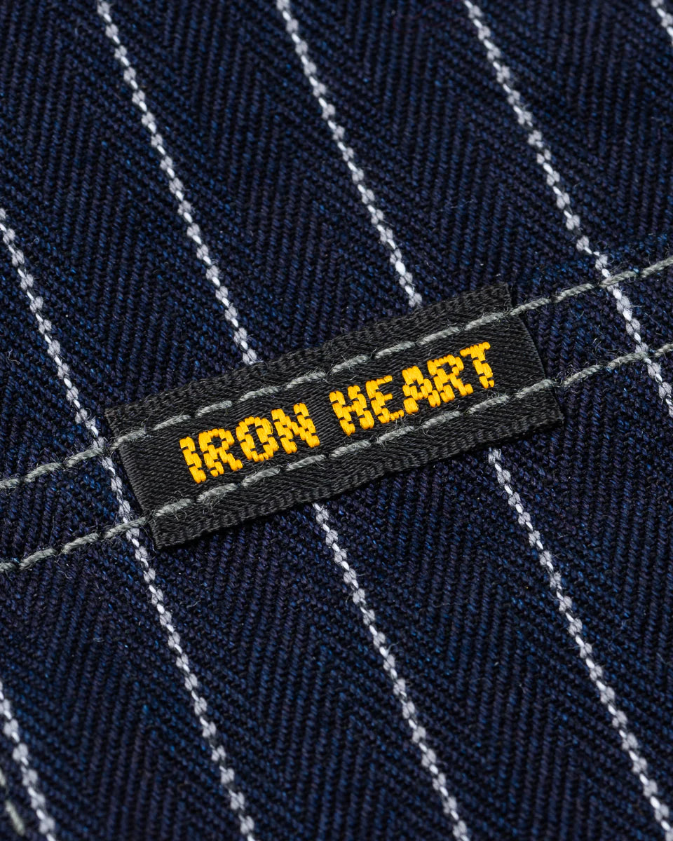 Iron Heart IHSH-424-IND 8.5oz Herringbone Stripe Western Shirt - Indigo