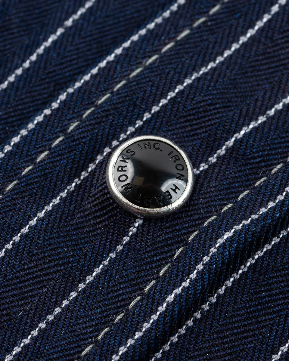 Iron Heart IHSH-424-IND 8.5oz Herringbone Stripe Western Shirt - Indigo