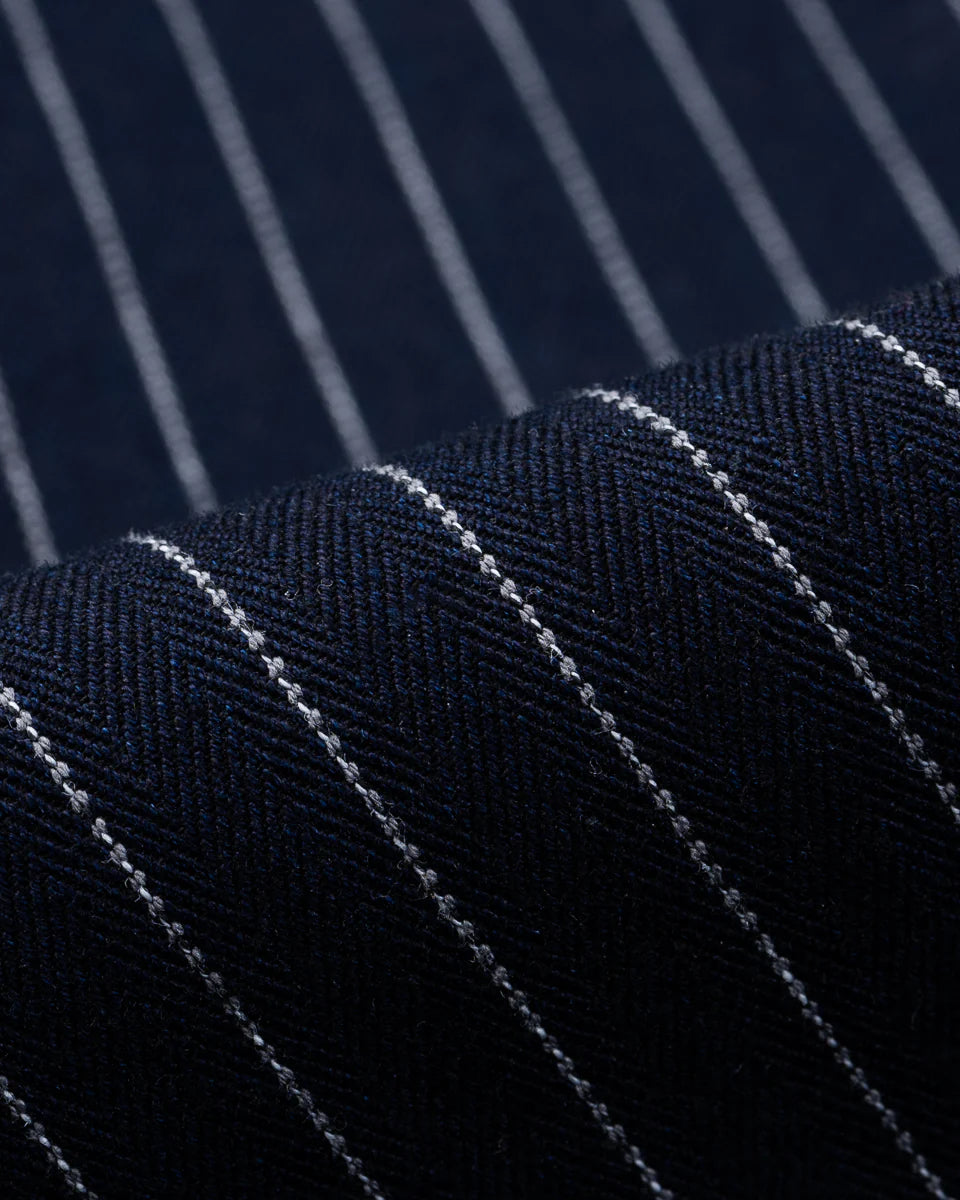 Iron Heart IHSH-424-IND 8.5oz Herringbone Stripe Western Shirt - Indigo
