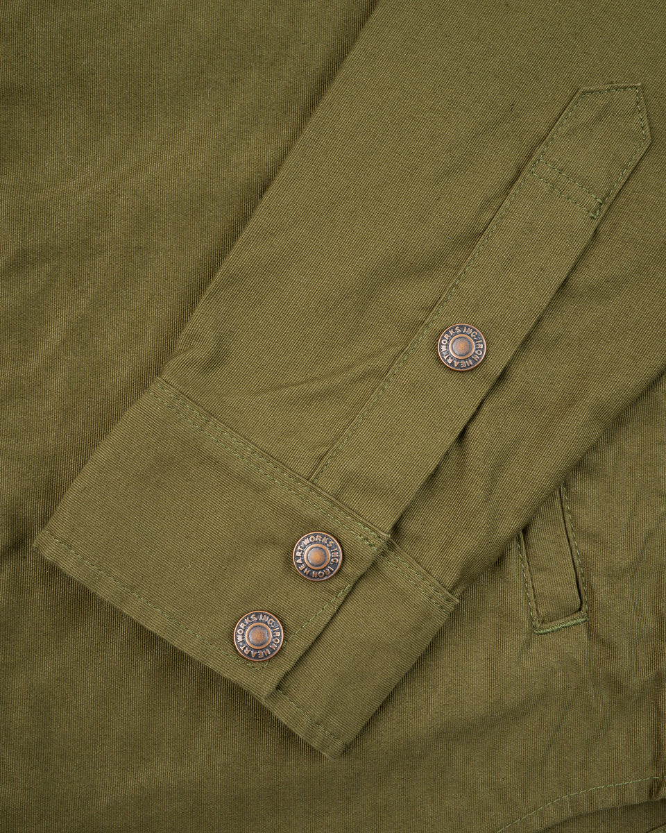 Iron Heart IHSH-425-OLV 8oz Military Whipcord CPO Shirt - Olive