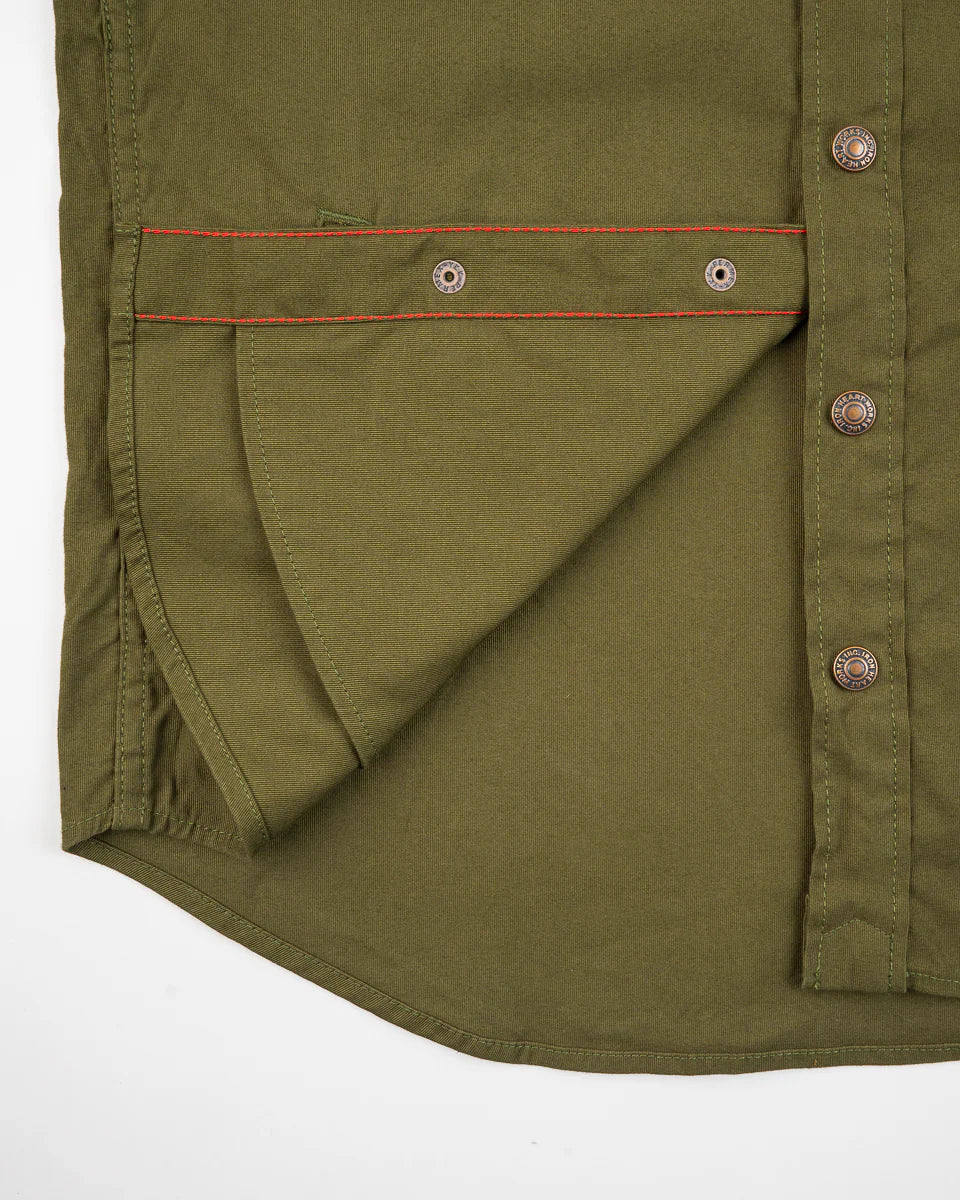 Iron Heart IHSH-425-OLV 8oz Military Whipcord CPO Shirt - Olive
