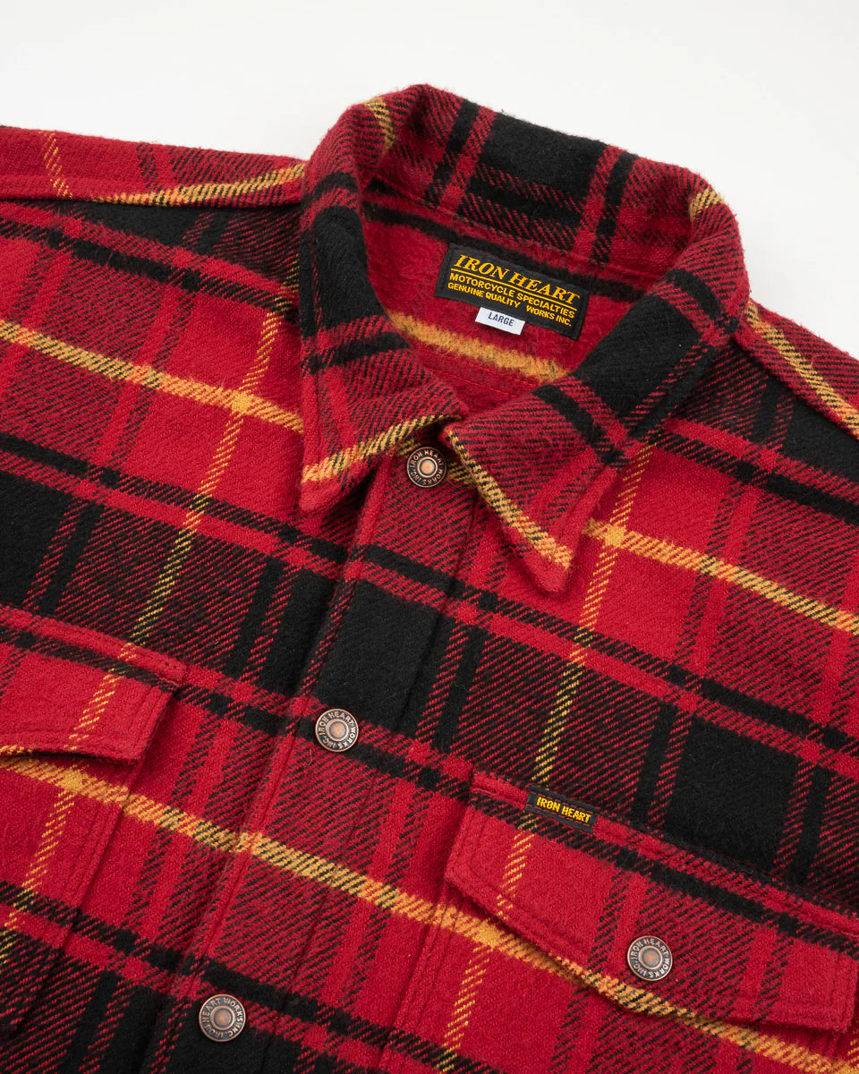 Iron Heart IHSH-433-RED Heavy Flannel Rider’s Overshirt - Red