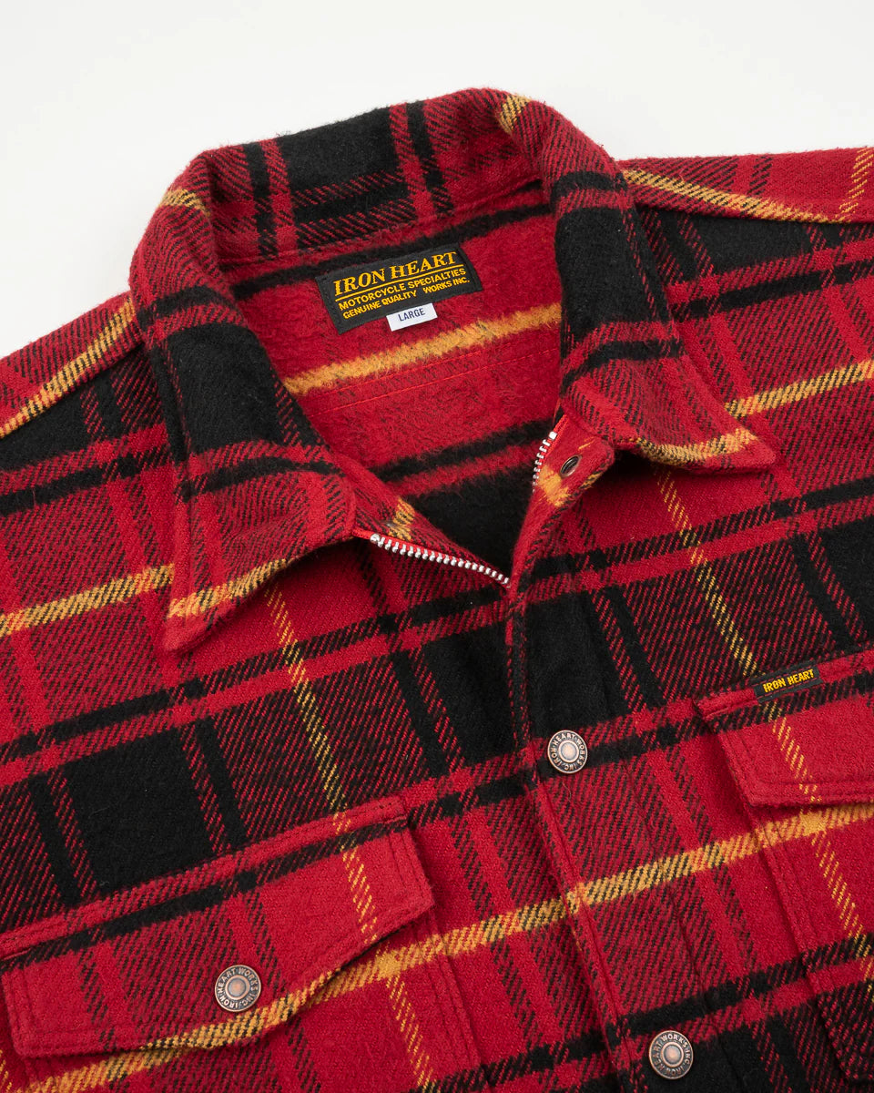 Iron Heart IHSH-433-RED Heavy Flannel Rider’s Overshirt - Red