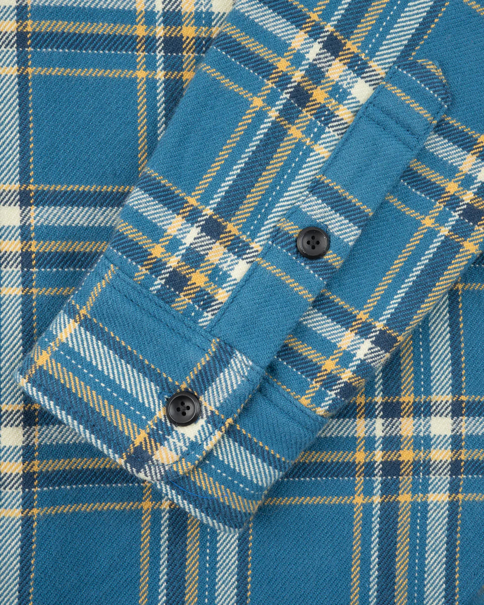 Iron Heart IHSH-435-BLU Ultra Heavy Flannel American Check Work Shirt - Blue