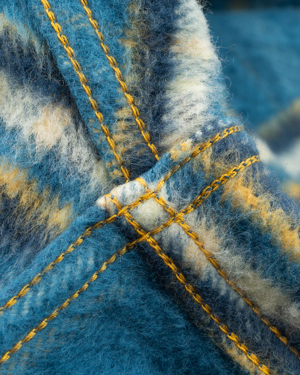 Iron Heart IHSH-435-BLU Ultra Heavy Flannel American Check Work Shirt - Blue