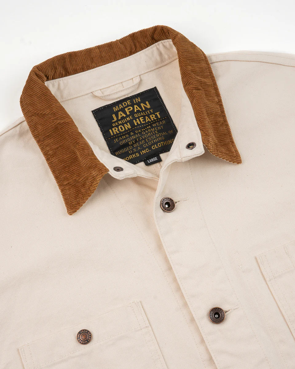 Iron Heart IHJ-148-IVO 10oz Kurashikizome Organic Cotton Duck Chore Jacket - Ivory