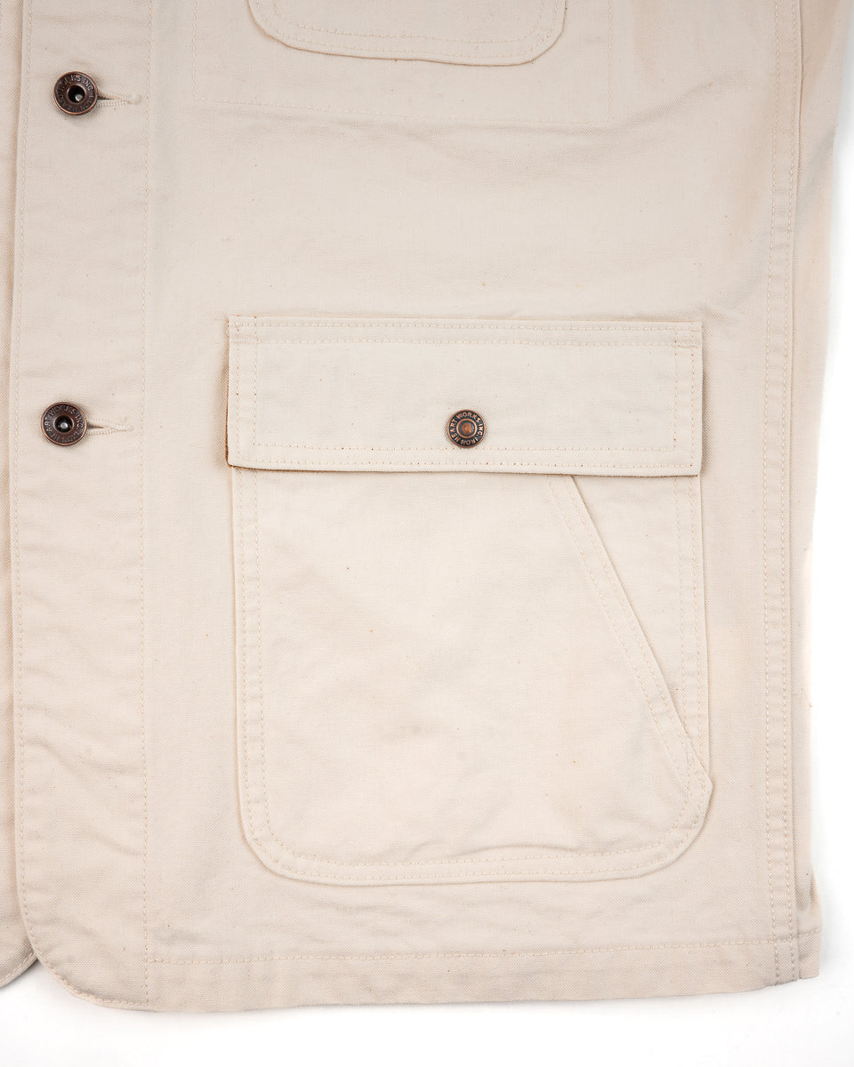 Iron Heart IHJ-148-IVO 10oz Kurashikizome Organic Cotton Duck Chore Jacket - Ivory