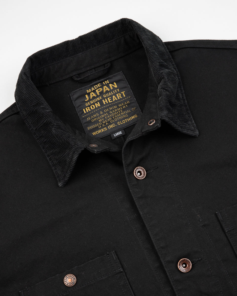 Iron Heart IHJ-148-BLK 10oz Kurashikizome Organic Cotton Duck Chore Jacket - Black