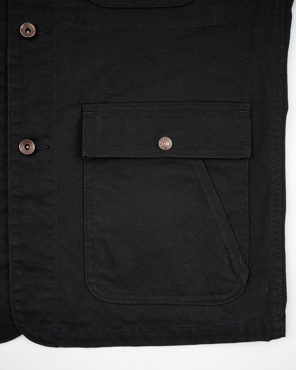 Iron Heart IHJ-148-BLK 10oz Kurashikizome Organic Cotton Duck Chore Jacket - Black