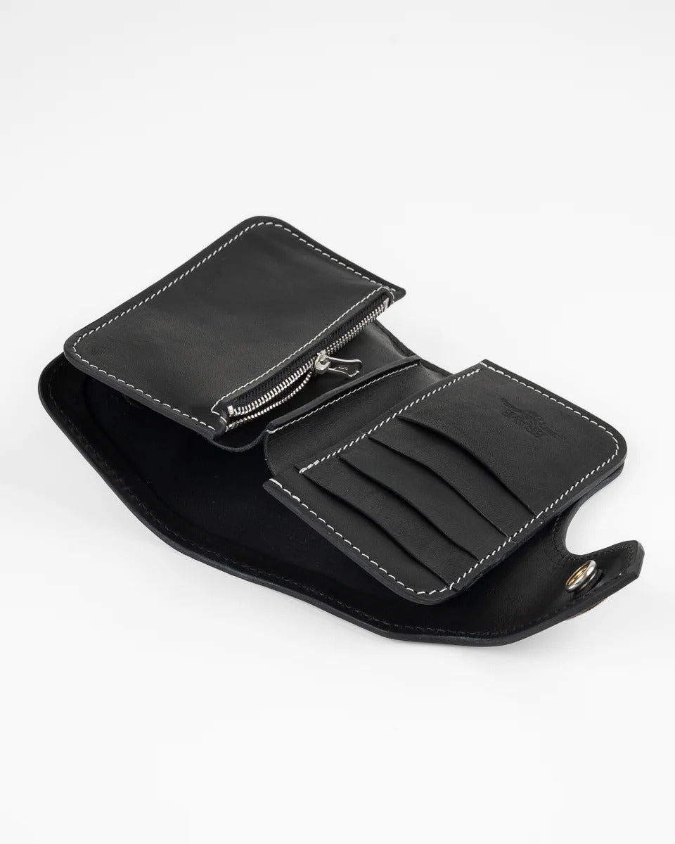 Obbi Good Label Brave Horsehide Condor Mid Wallet - Black