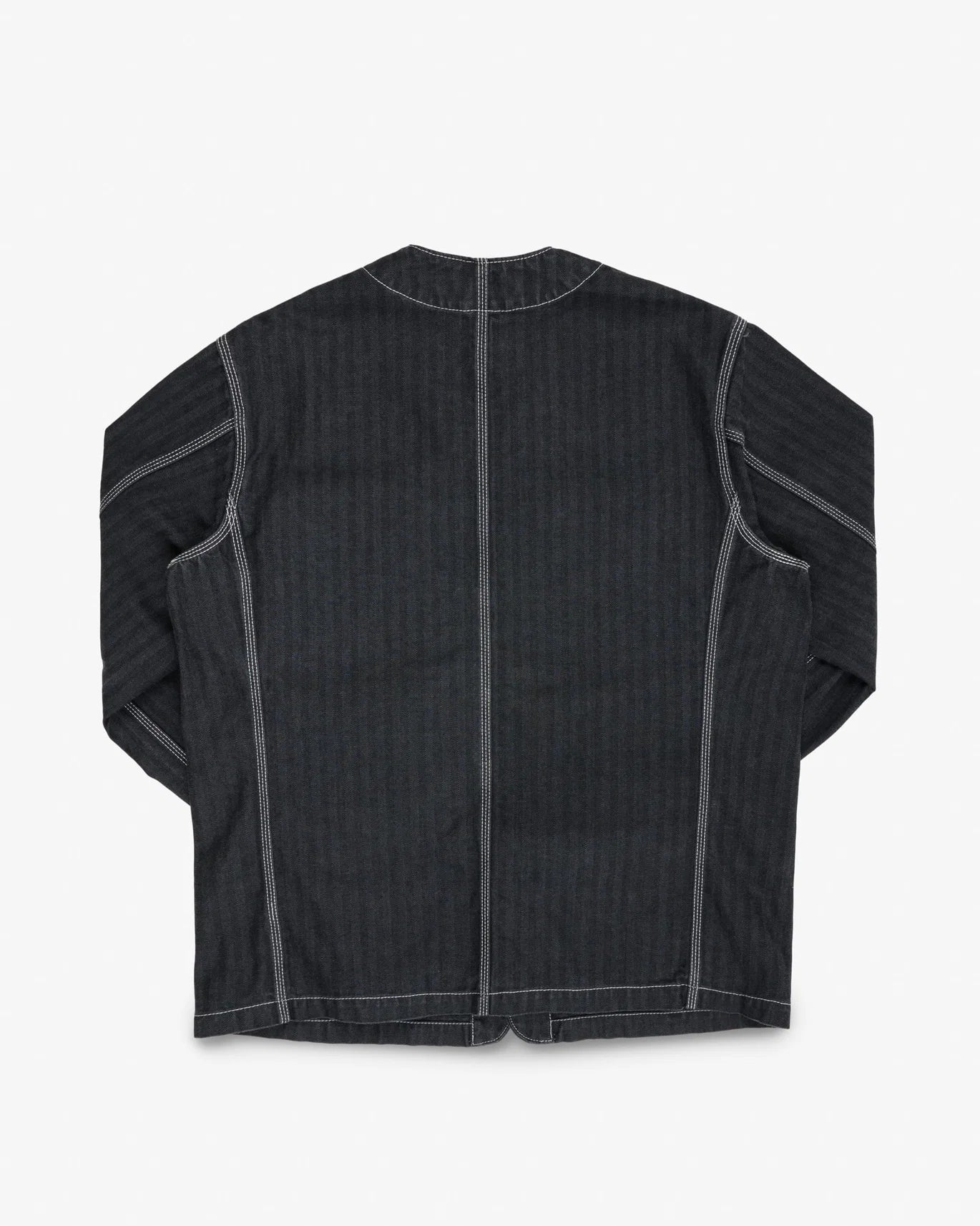 Iron Heart IHJ-158-BLK 10.5oz Herringbone Collarless Chore Jacket - Black Overdyed Black
