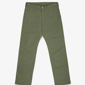 Olive pants front view laying flat