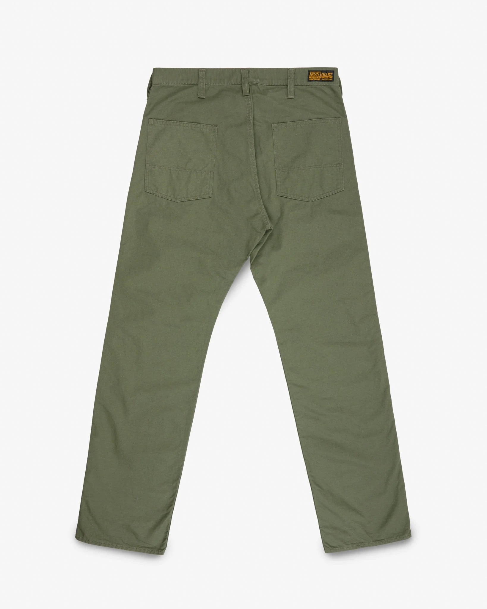 Olive pants back view laying flat