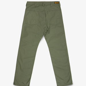 Olive pants back view laying flat