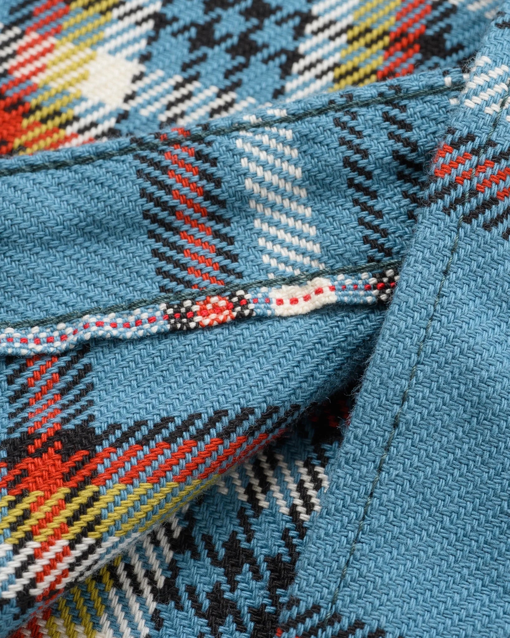 Iron Heart 9oz Selvedge Flannel Check Work Shirt - Sax Blue
