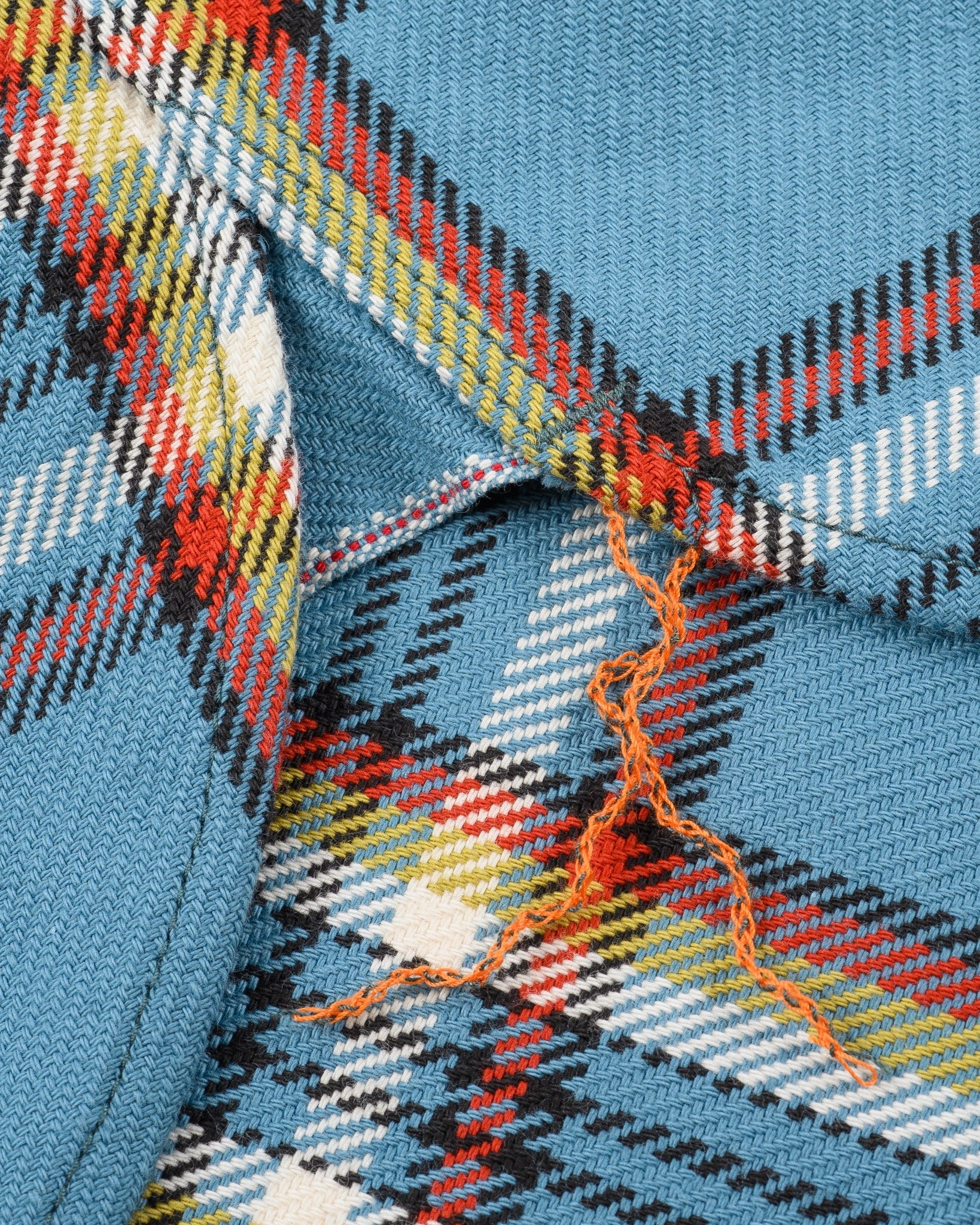Iron Heart 9oz Selvedge Flannel Check Work Shirt - Sax Blue