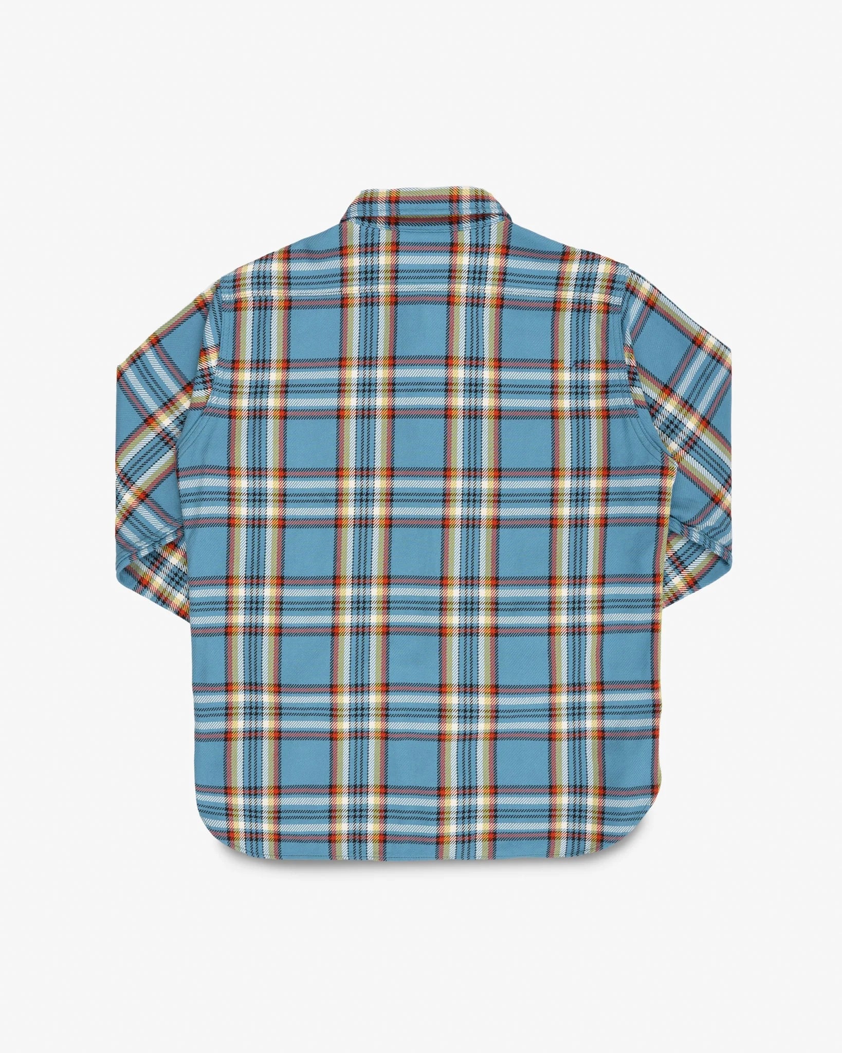 Iron Heart 9oz Selvedge Flannel Check Work Shirt - Sax Blue