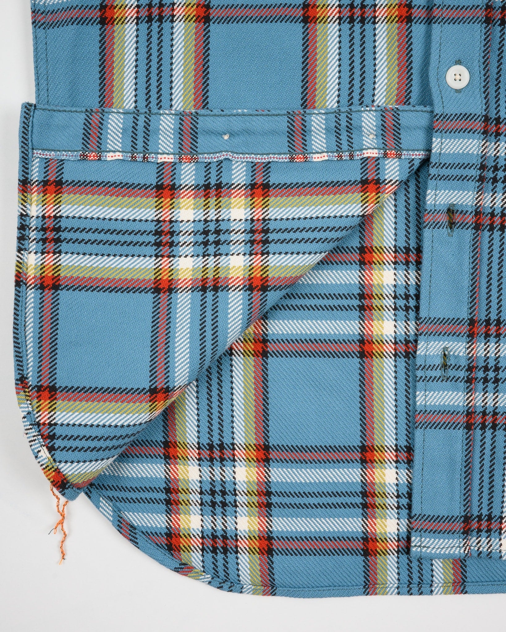 Iron Heart 9oz Selvedge Flannel Check Work Shirt - Sax Blue