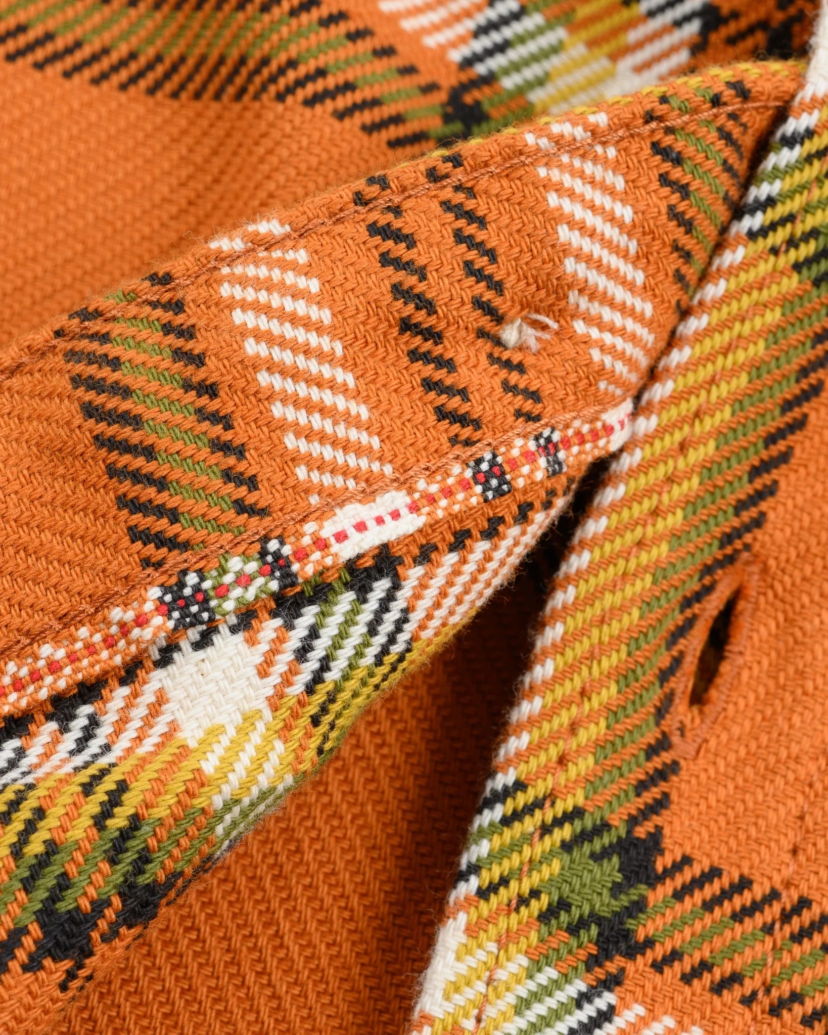 Iron Heart IHSH-442-ORA 9oz Selvedge Flannel Check Work Shirt - Orange