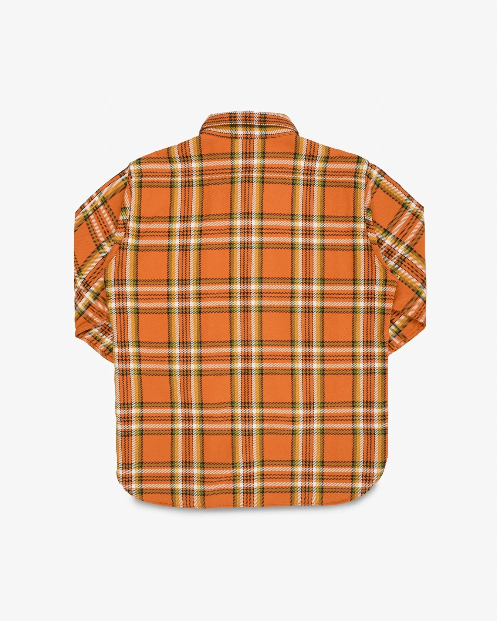 Iron Heart IHSH-442-ORA 9oz Selvedge Flannel Check Work Shirt - Orange