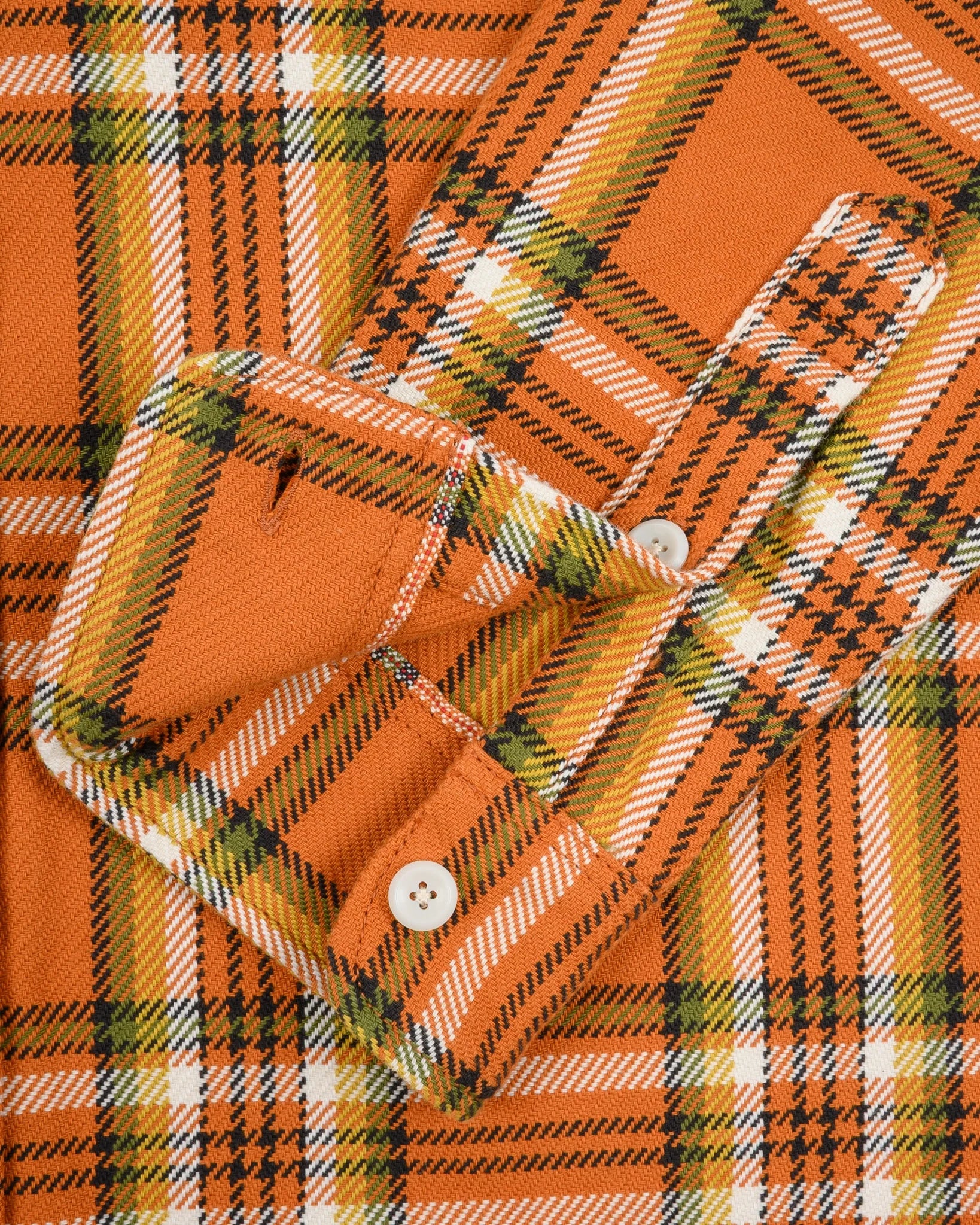Iron Heart IHSH-442-ORA 9oz Selvedge Flannel Check Work Shirt - Orange