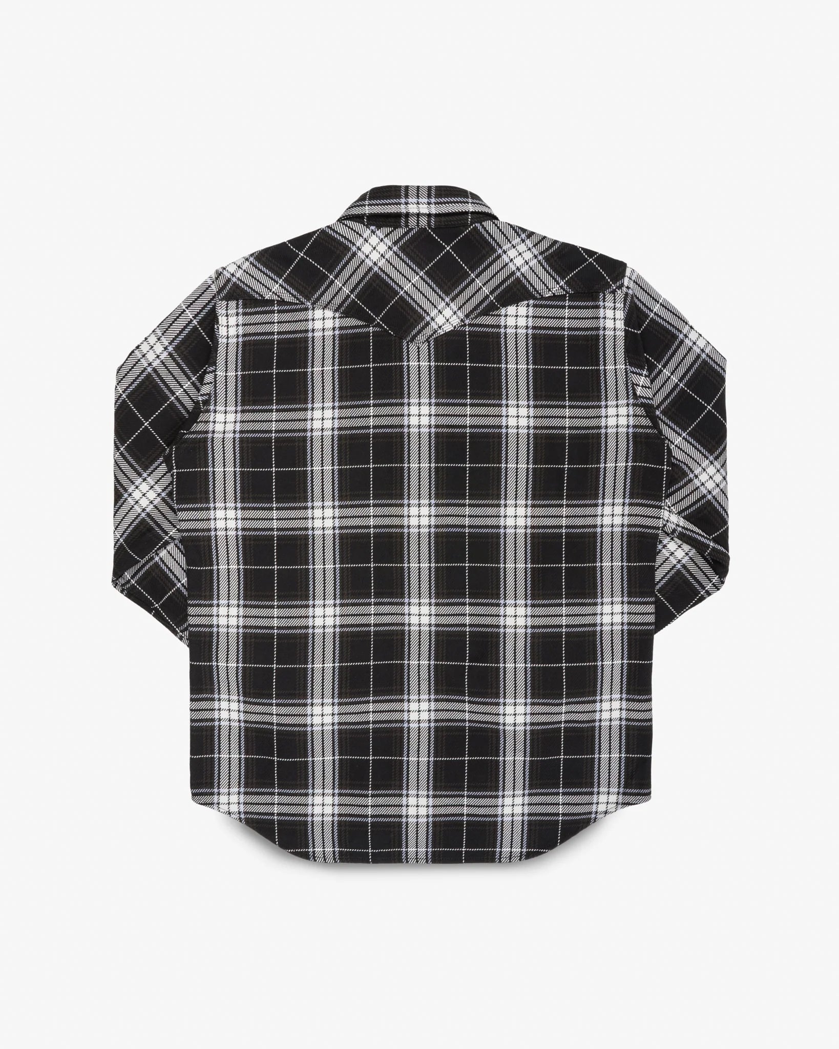 Iron Heart IHSH-439-BLK 9oz Selvedge Flannel Check Western Shirt - Black
