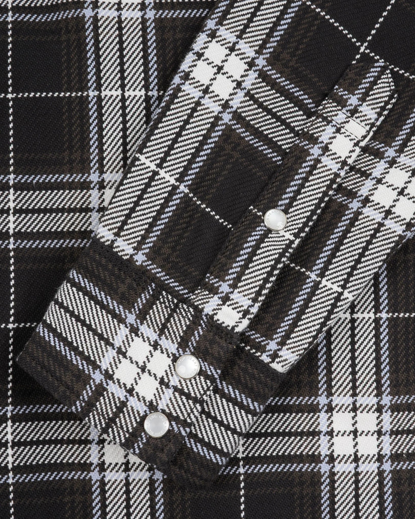 Iron Heart IHSH-439-BLK 9oz Selvedge Flannel Check Western Shirt - Black