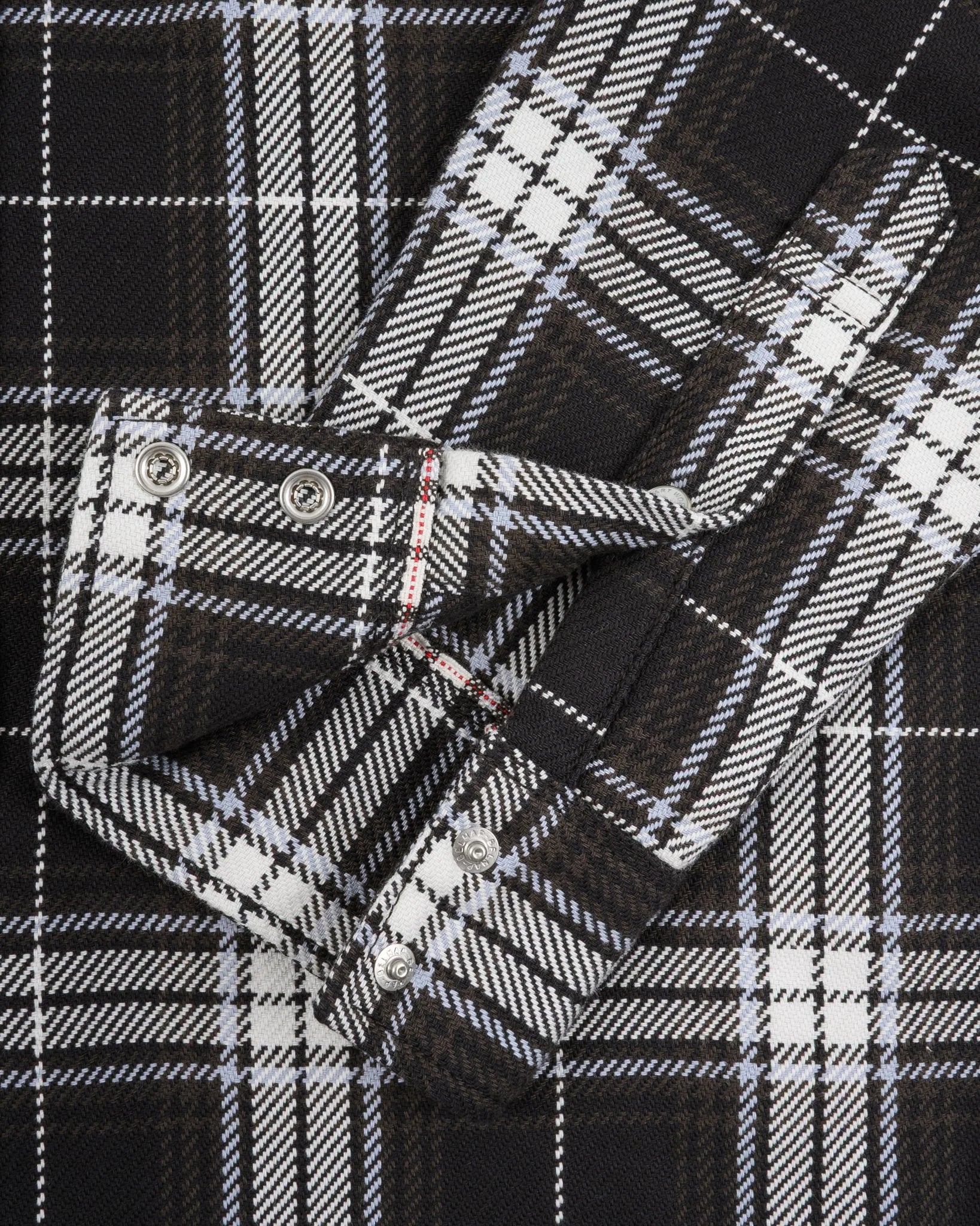 Iron Heart IHSH-439-BLK 9oz Selvedge Flannel Check Western Shirt - Black