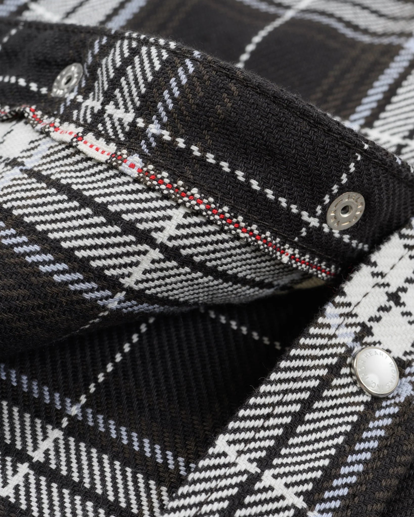 Iron Heart IHSH-439-BLK 9oz Selvedge Flannel Check Western Shirt - Black