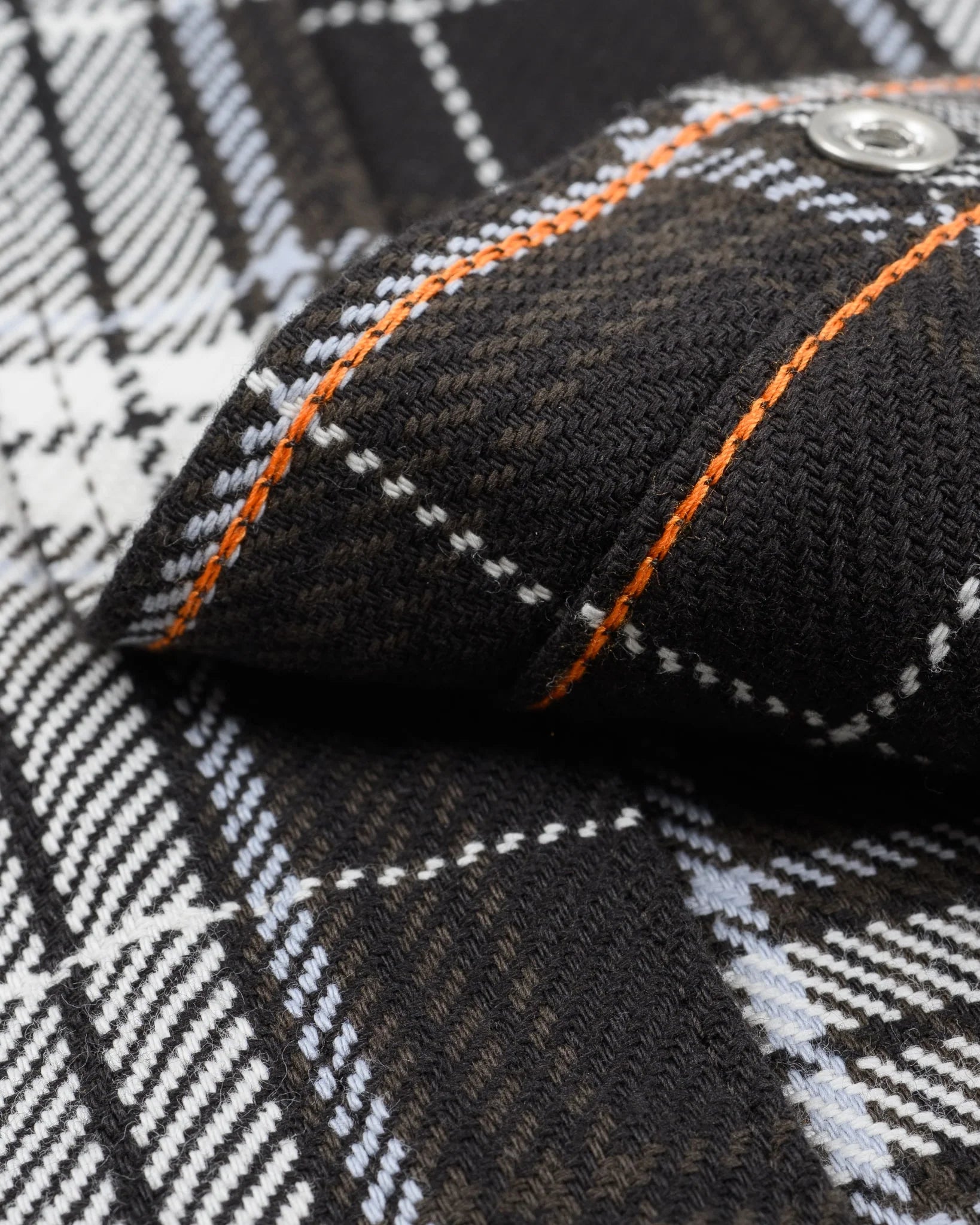 Iron Heart IHSH-439-BLK 9oz Selvedge Flannel Check Western Shirt - Black