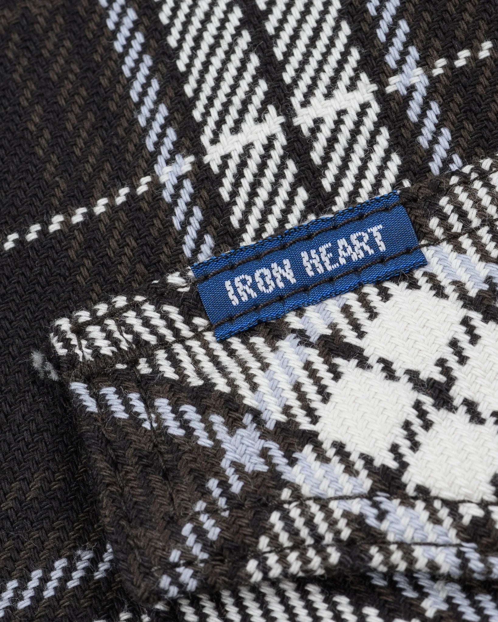Iron Heart IHSH-439-BLK 9oz Selvedge Flannel Check Western Shirt - Black