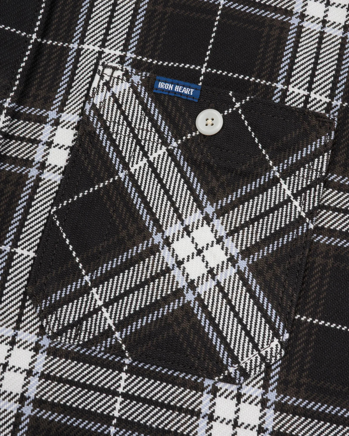 Iron Heart IHSH-441-BLK 9oz Selvedge Flannel Check Work Shirt - Black