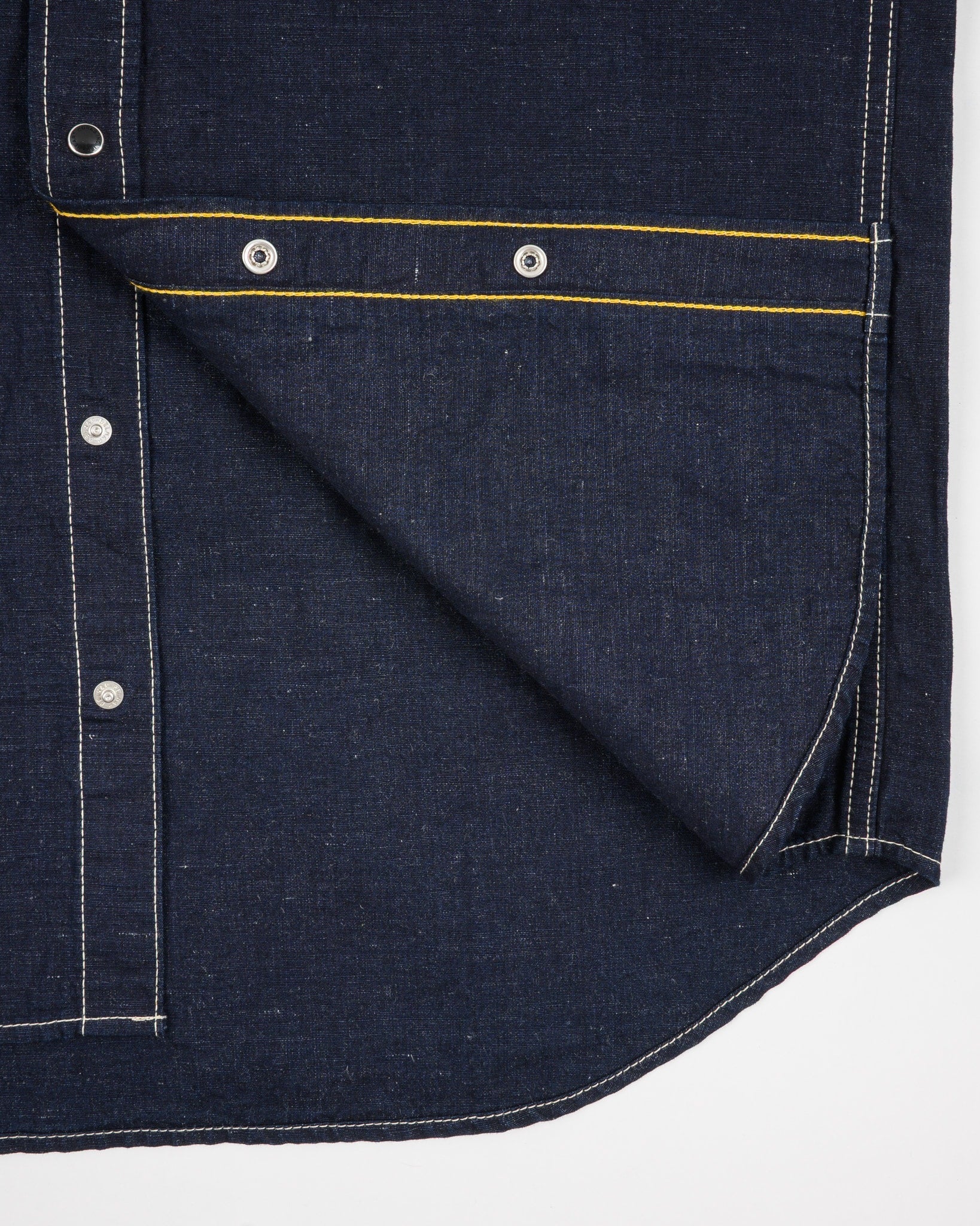 Iron Heart IHSH-444-IND 7oz Cotton Linen Chambray Western Shirt - Indigo