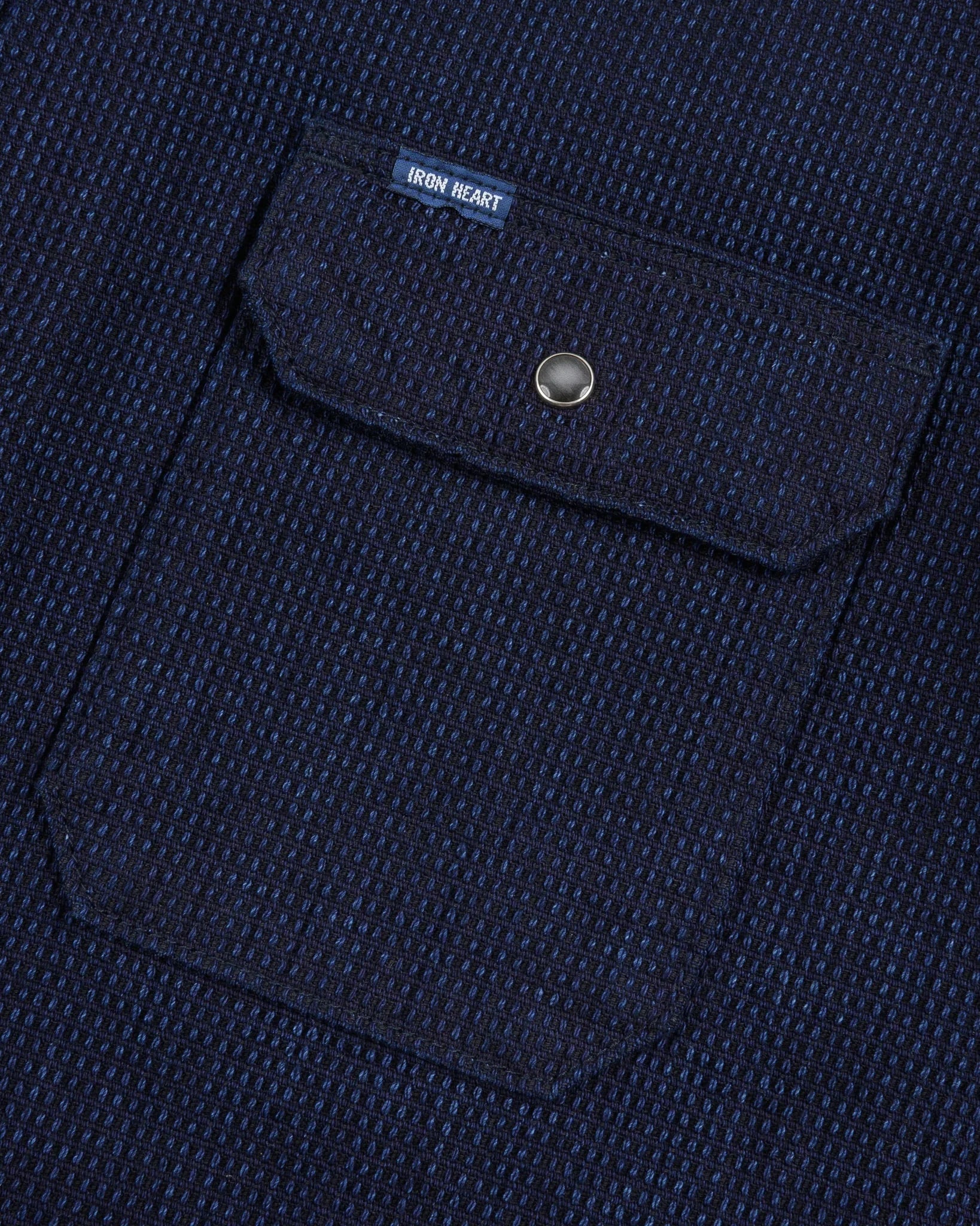 Iron Heart IHSH-445-IND 10oz Dobby Cloth Short Sleeve Mechanic Shirt. - Indigo