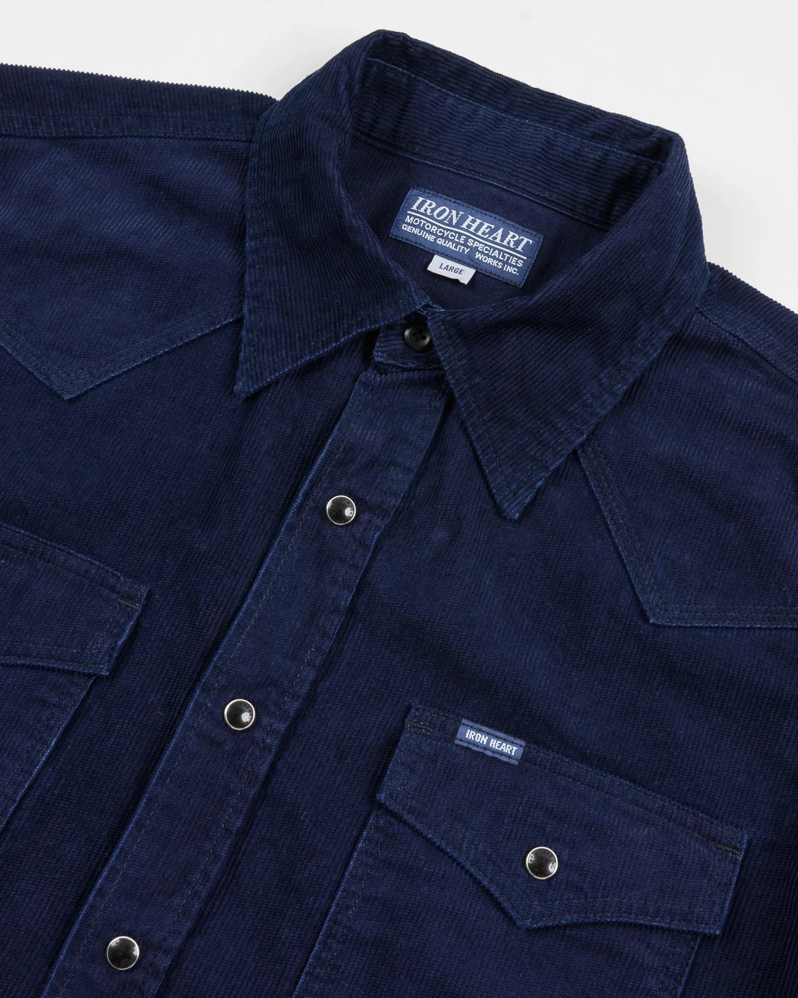 Iron Heart IHSH-438-IND 7.5oz Selvedge Corduroy Western Shirt - Indigo