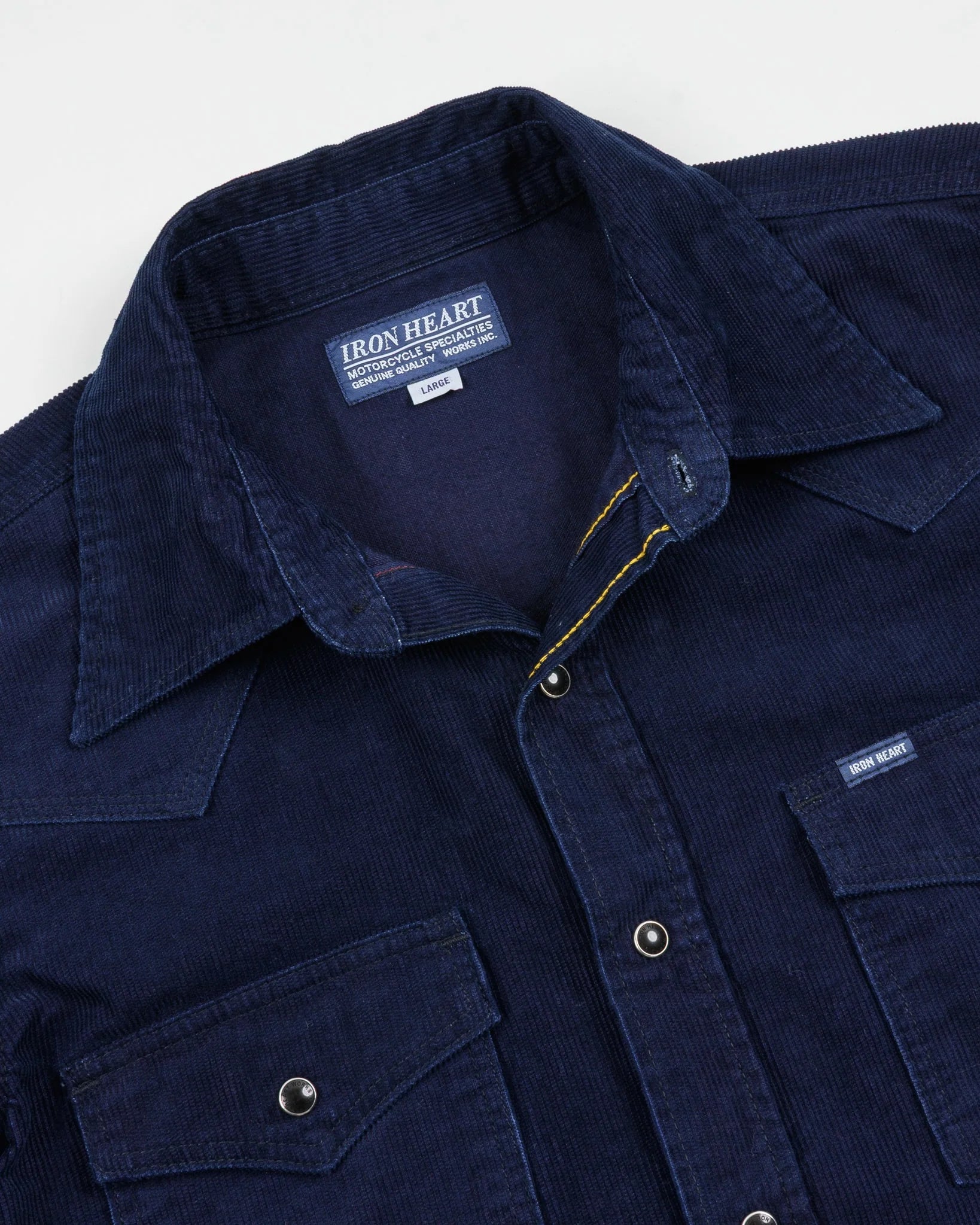 Iron Heart IHSH-438-IND 7.5oz Selvedge Corduroy Western Shirt - Indigo