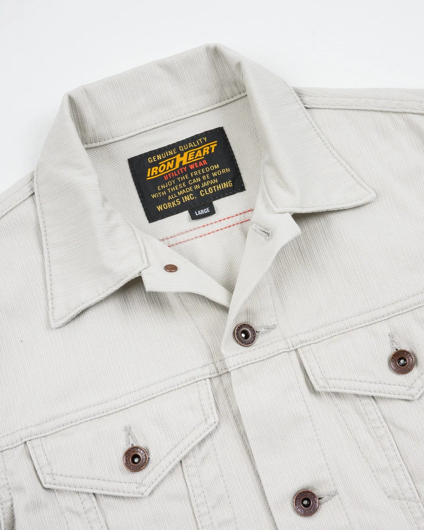 Iron Heart IHJ-162-GRY 11oz Piqué Modified Type III Jacket - Light Grey