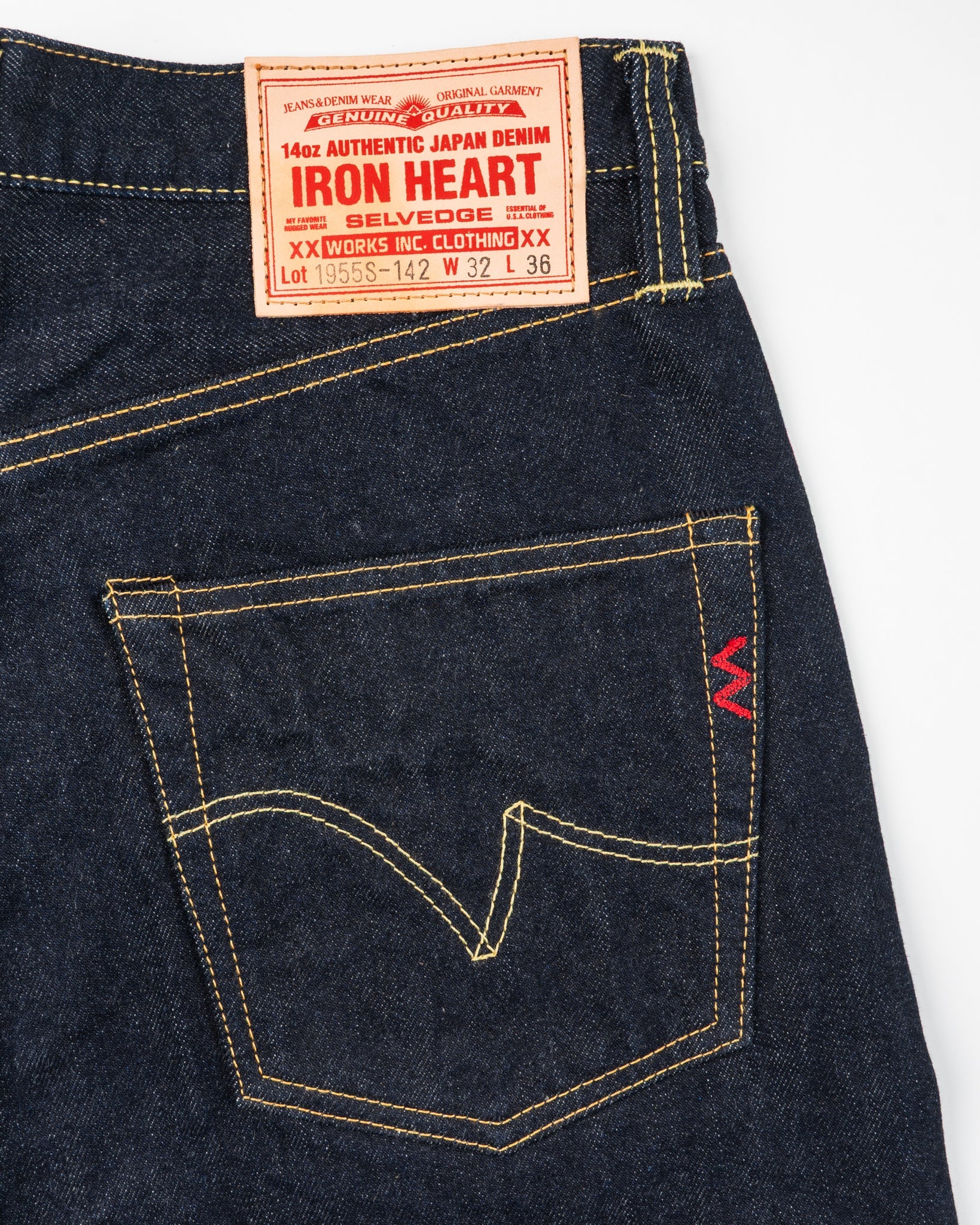 Iron Heart IH-1955S-142 14oz Selvedge Denim "1955" Vintage Tapered Cut Jeans - Indigo