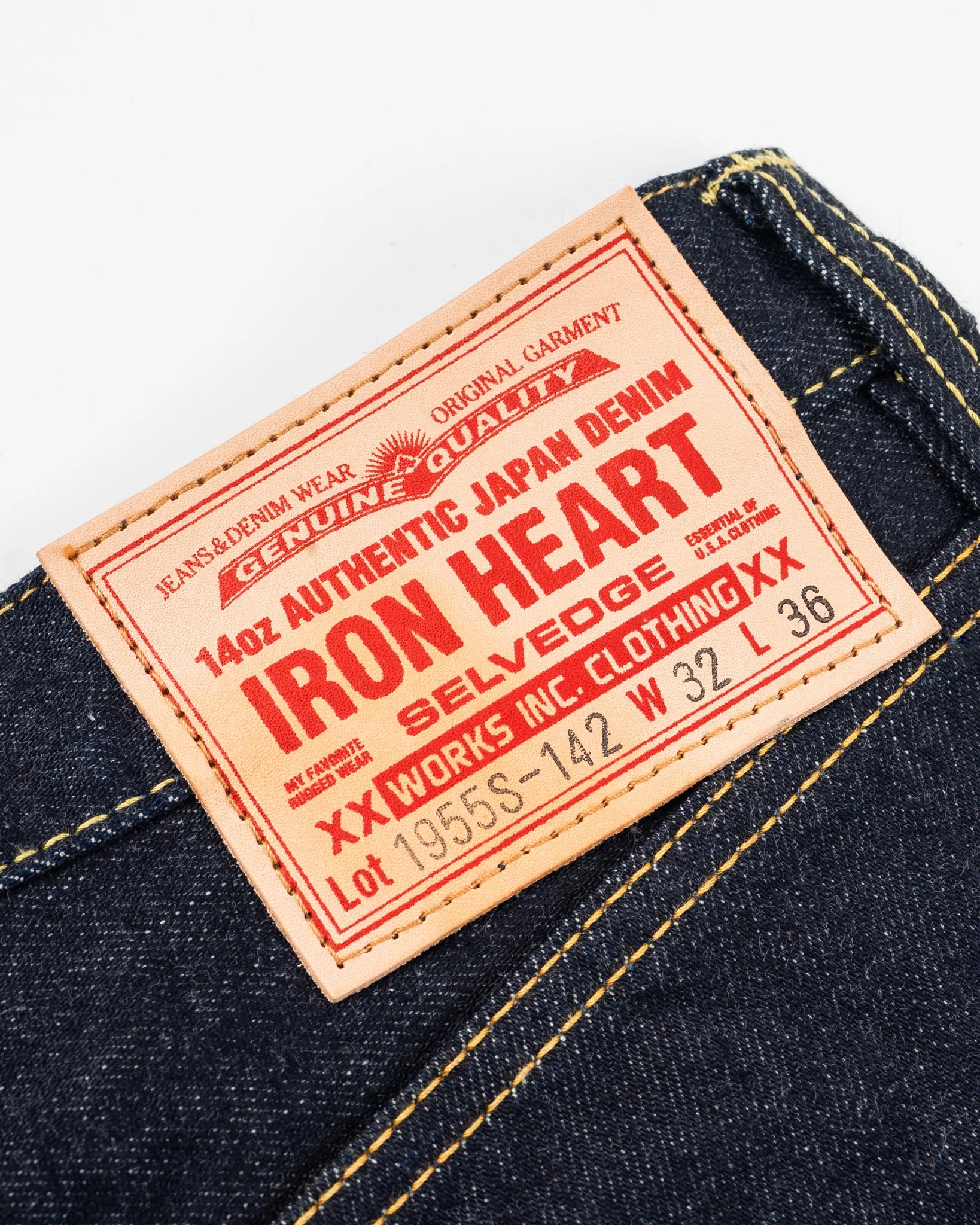 Iron Heart IH-1955S-142 14oz Selvedge Denim "1955" Vintage Tapered Cut Jeans - Indigo