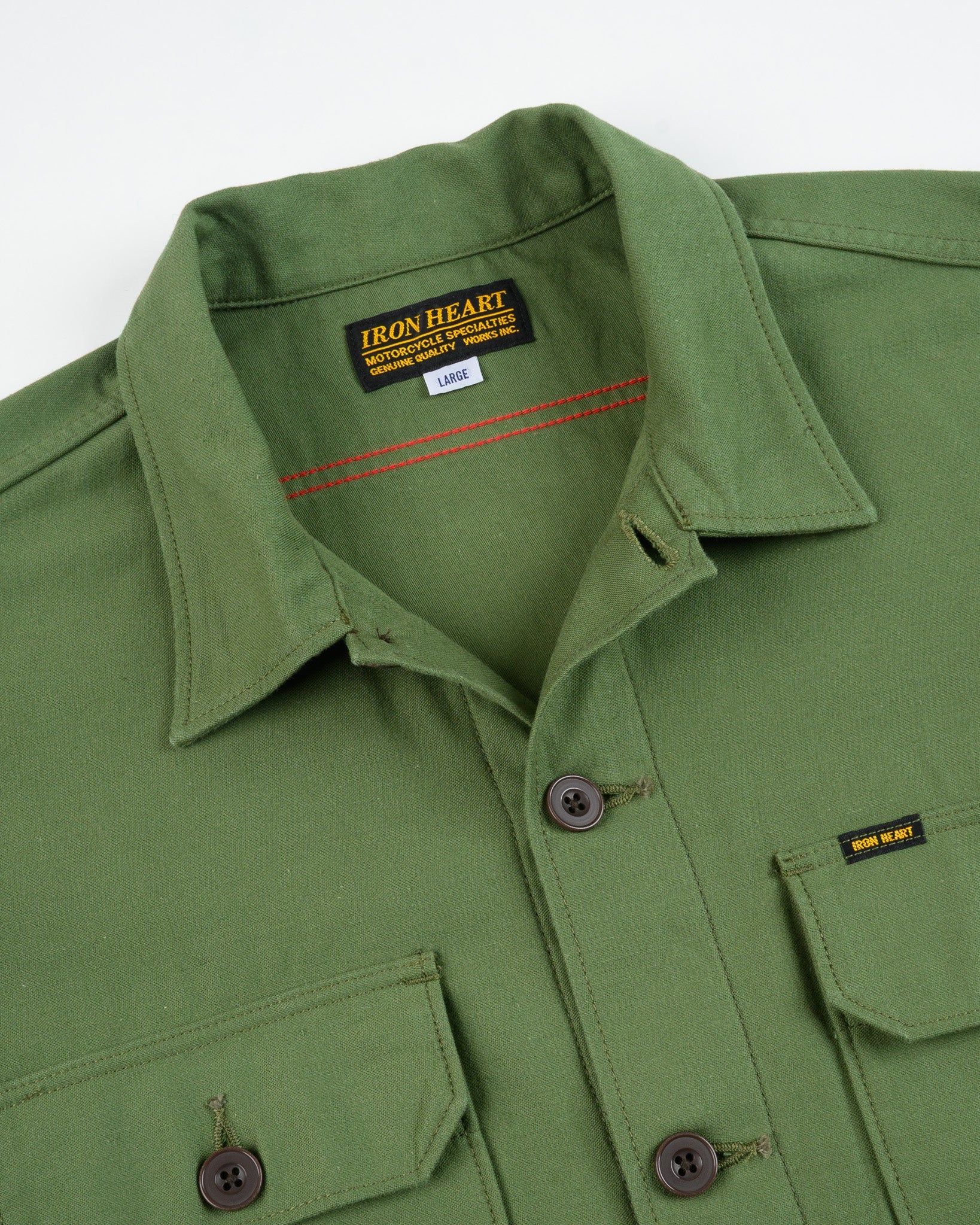 Iron Heart IHSH-451-ODG 9oz Cotton Sateen Military CPO Shirt - Olive Drab Green