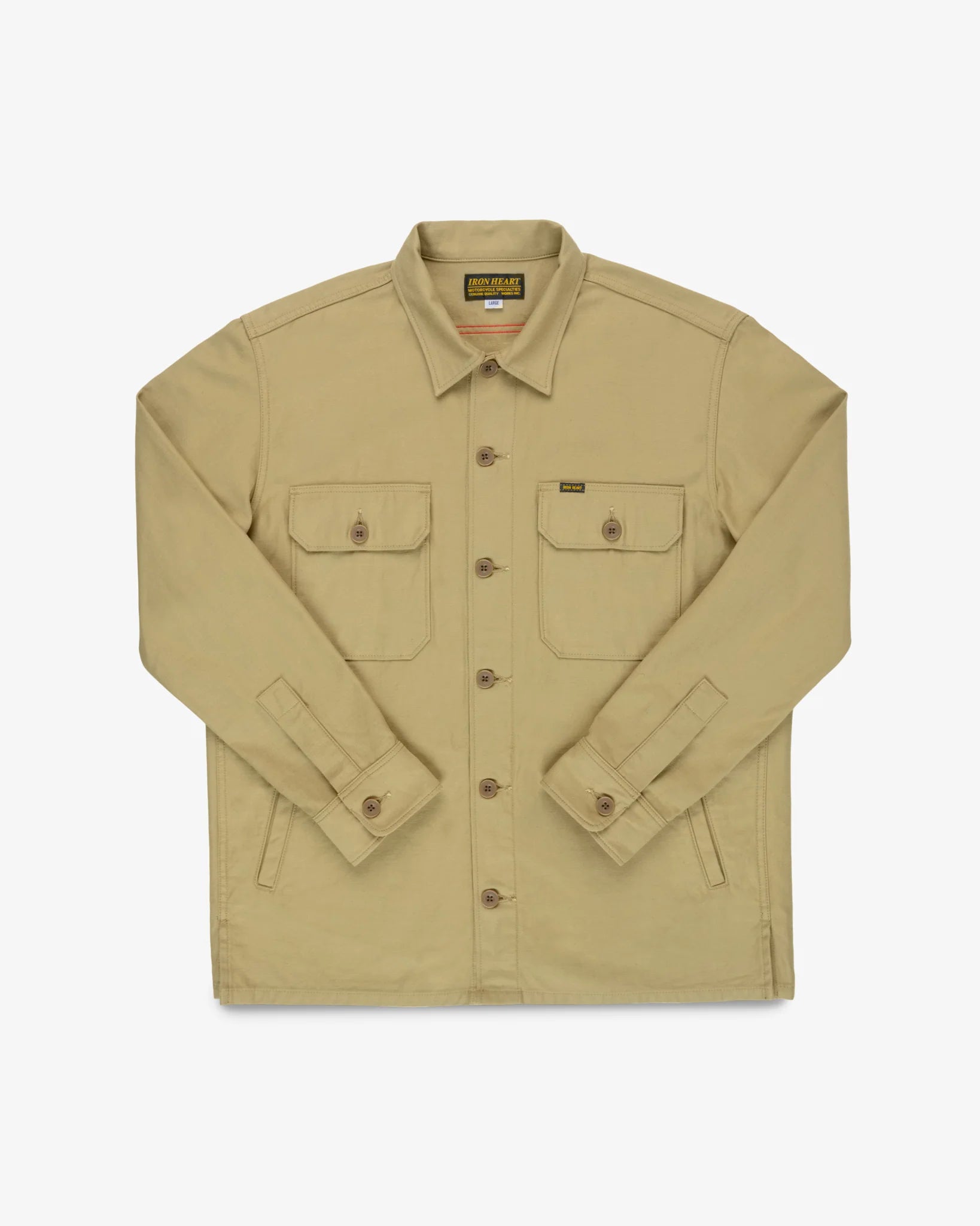 Iron Heart IHSH-451-KHA 9oz Cotton Sateen Military CPO Shirt - Khaki