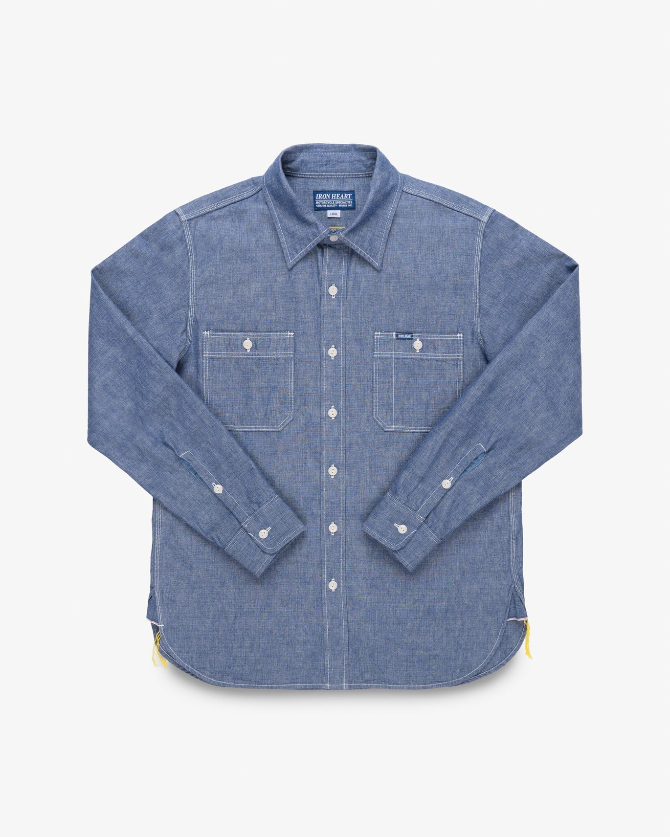 Iron Heart IHSH-21-BLU 10oz Selvedge Chambray Work Shirt - Blue
