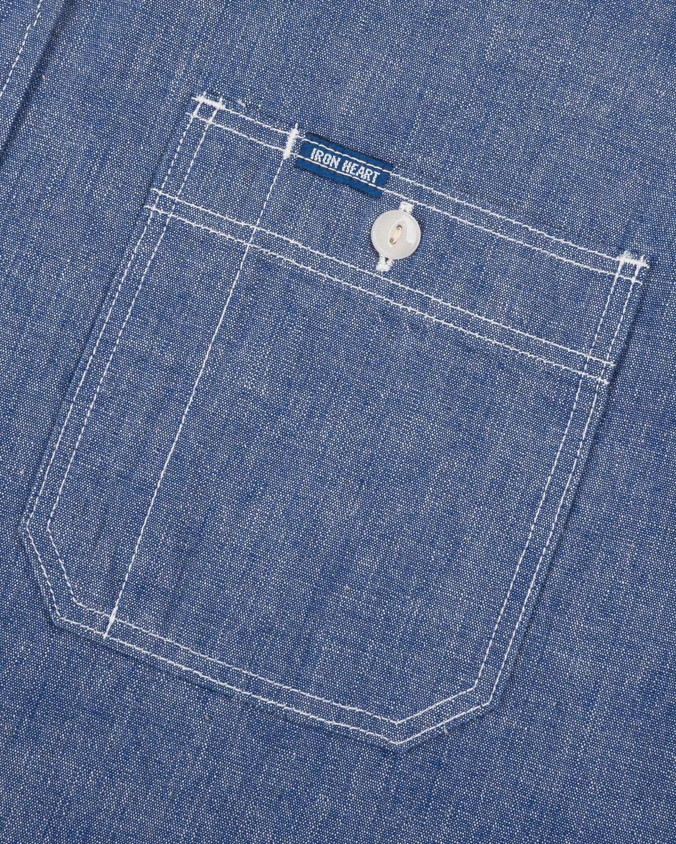 Iron Heart IHSH-21-BLU 10oz Selvedge Chambray Work Shirt - Blue