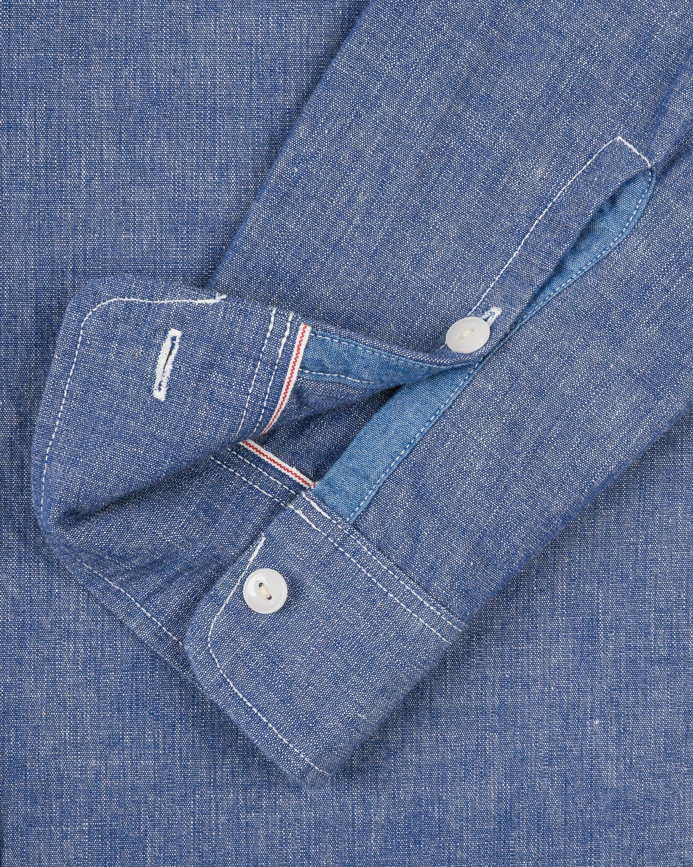 Iron Heart IHSH-21-BLU 10oz Selvedge Chambray Work Shirt - Blue