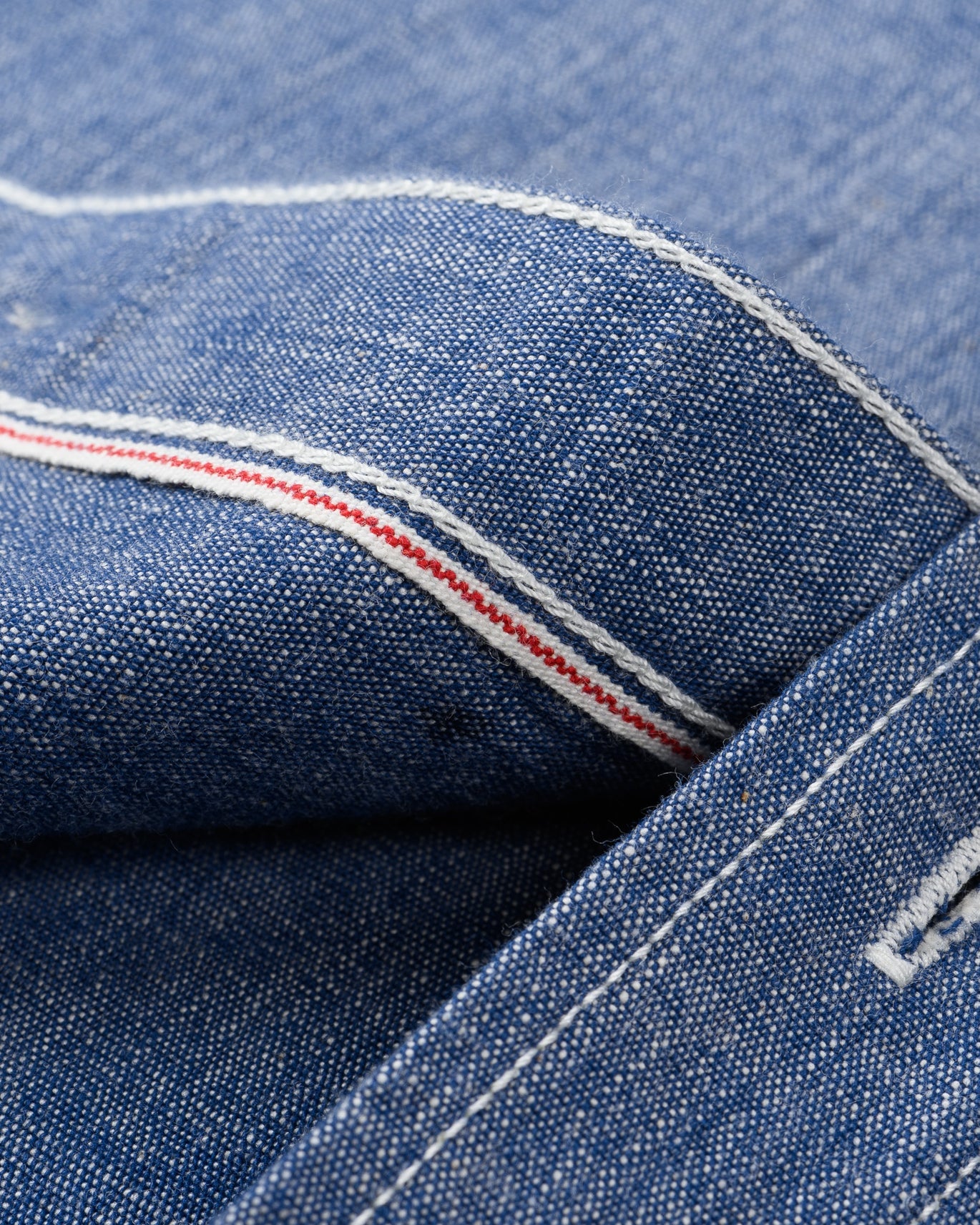 Iron Heart IHSH-21-BLU 10oz Selvedge Chambray Work Shirt - Blue