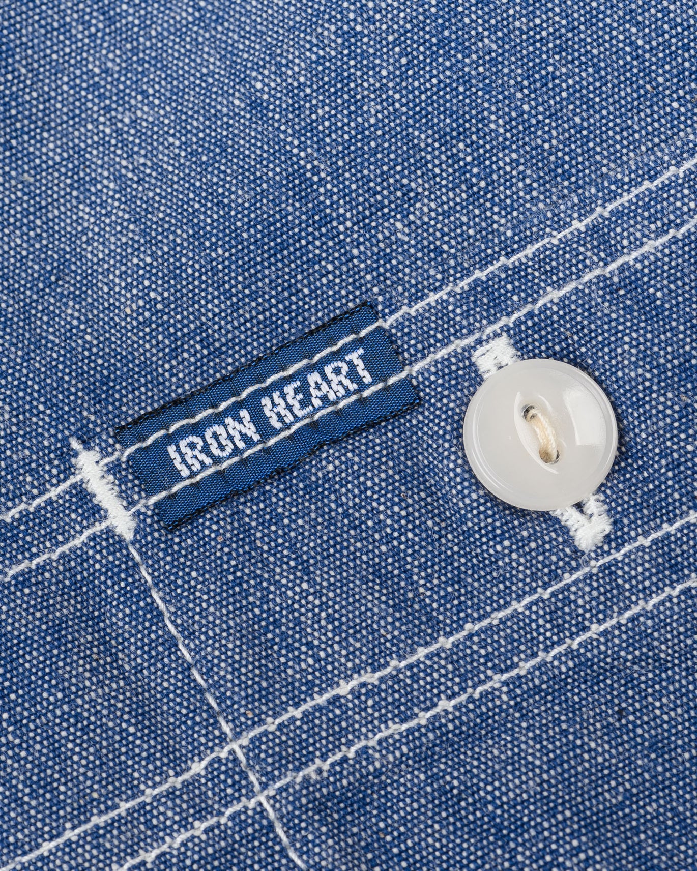 Iron Heart IHSH-21-BLU 10oz Selvedge Chambray Work Shirt - Blue