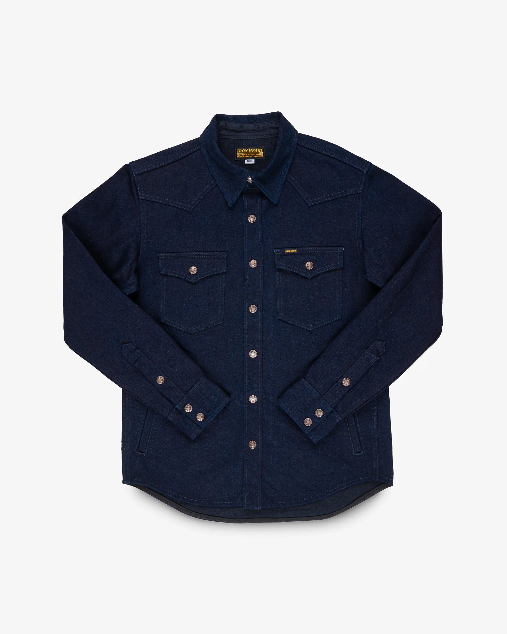 Iron Heart IHSH-409-IB 19oz Selvedge Denim CPO Shirt - Indigo/Black