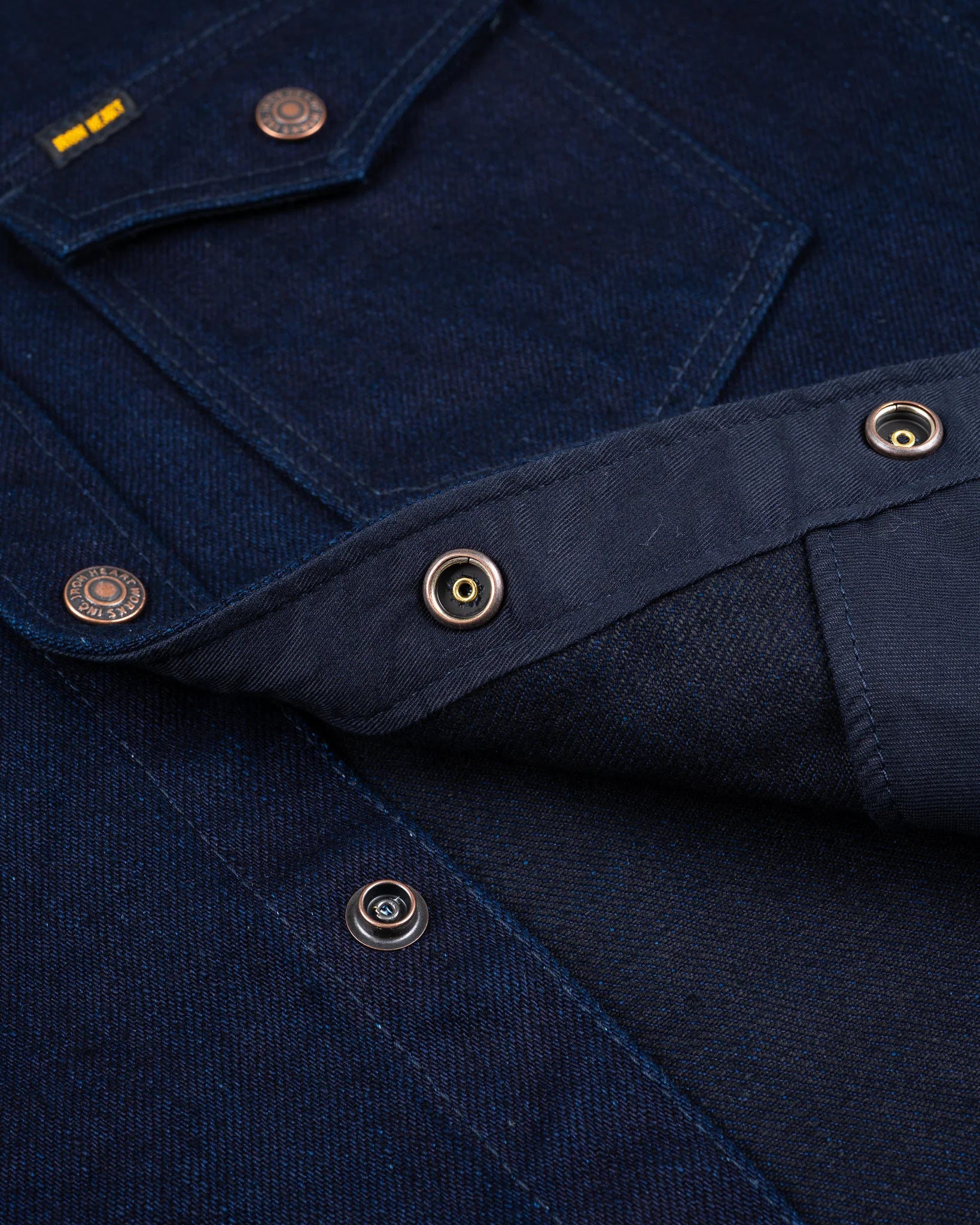 Iron Heart IHSH-409-IB 19oz Selvedge Denim CPO Shirt - Indigo/Black