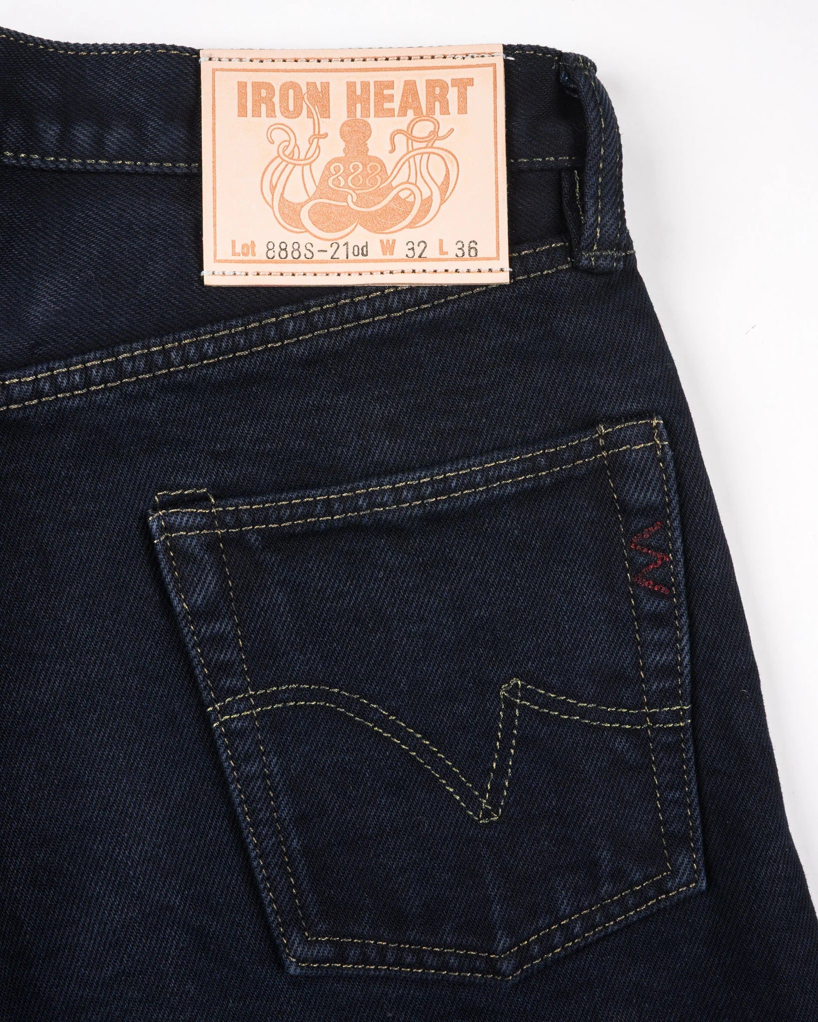 Iron Heart IH-888S-21od 21oz Selvedge Denim Medium/High Rise Tapered Cut Jeans - Indigo Overdyed Black