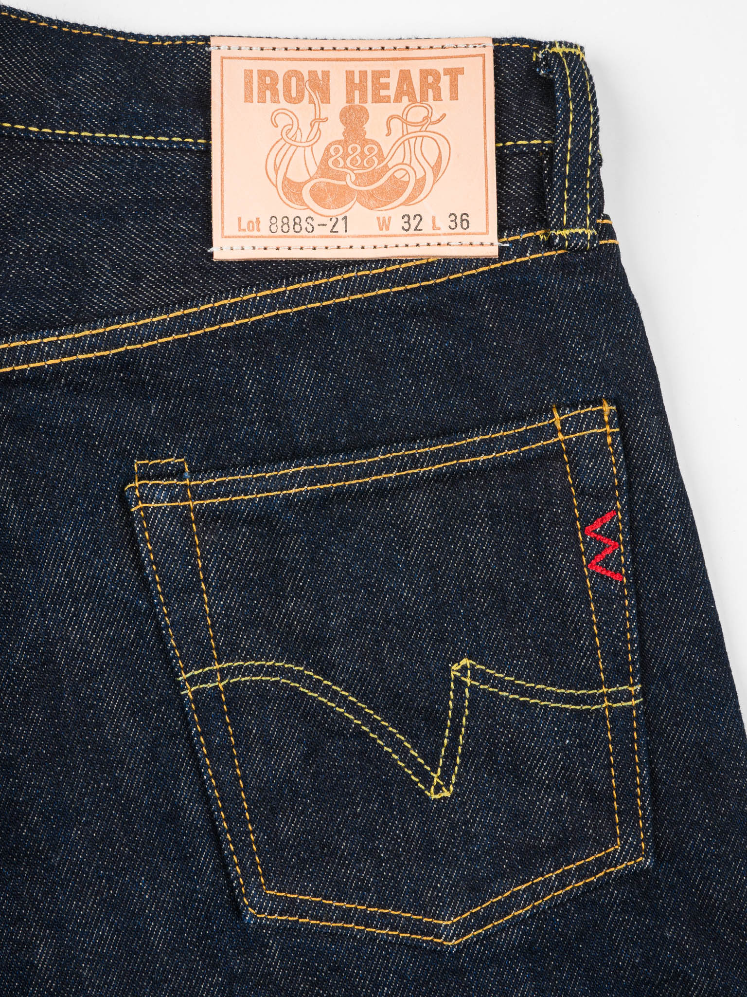 Iron Heart IH-888S-21 21oz Selvedge Denim Medium/High Rise Tapered Cut Jeans - Indigo